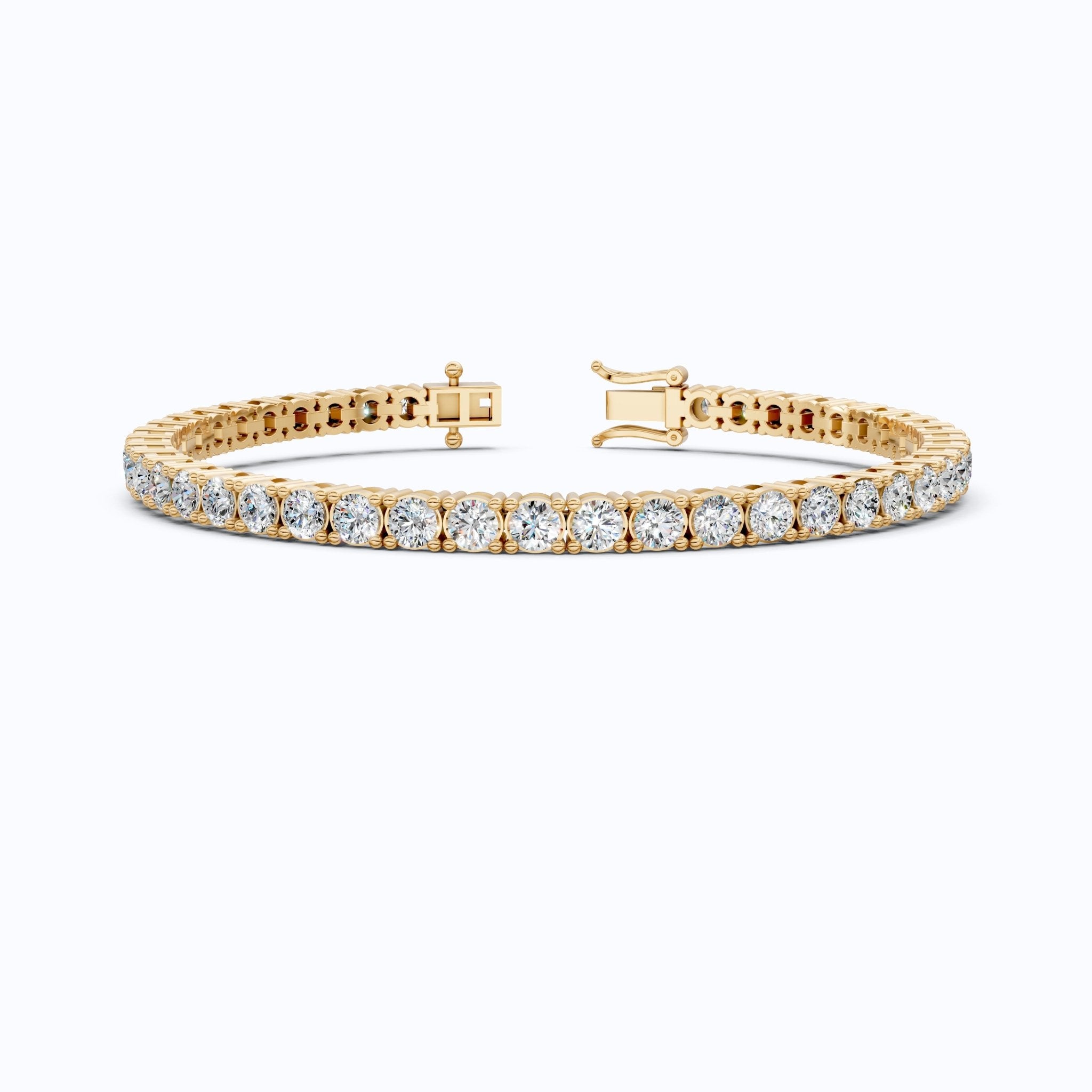 3.50 MM Round Cut Stackable Prong Set Round Diamond Tennis Bracelet in 14k Solid Gold, 7.47 TCW Round Cut Lab Created Diamonds,Anniversary Gift For Women - Shoora Designs