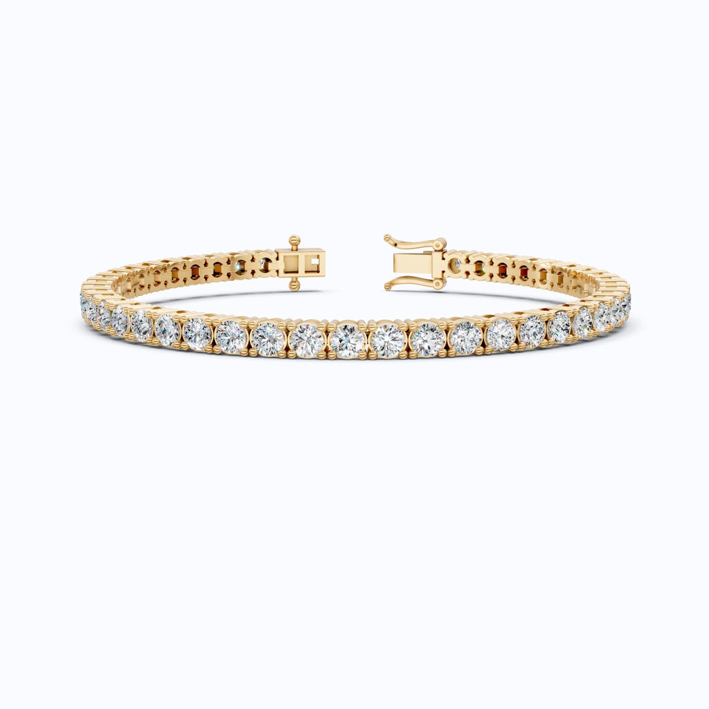 3.50 MM Round Cut Stackable Prong Set Round Diamond Tennis Bracelet in 14k Solid Gold, 7.47 TCW Round Cut Lab Created Diamonds,Anniversary Gift For Women - Shoora Designs