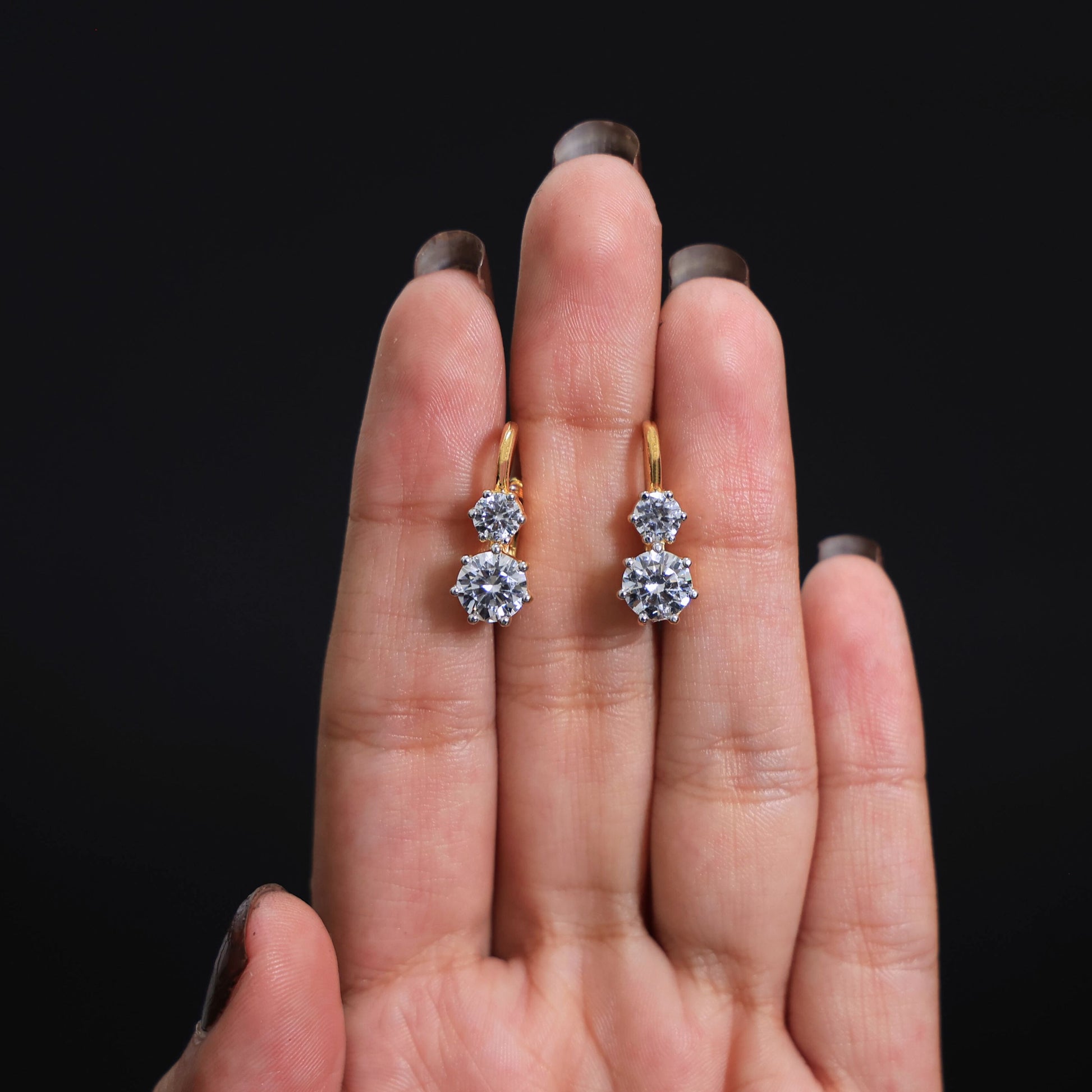 Two-Stone Round Drop Wedding Earrings in 14k Rose Gold,2.72 TCW Round Cut Lab Created Diamonds, Bridal Jewelry, Anniversary Gift for Her, Lever Back Closure