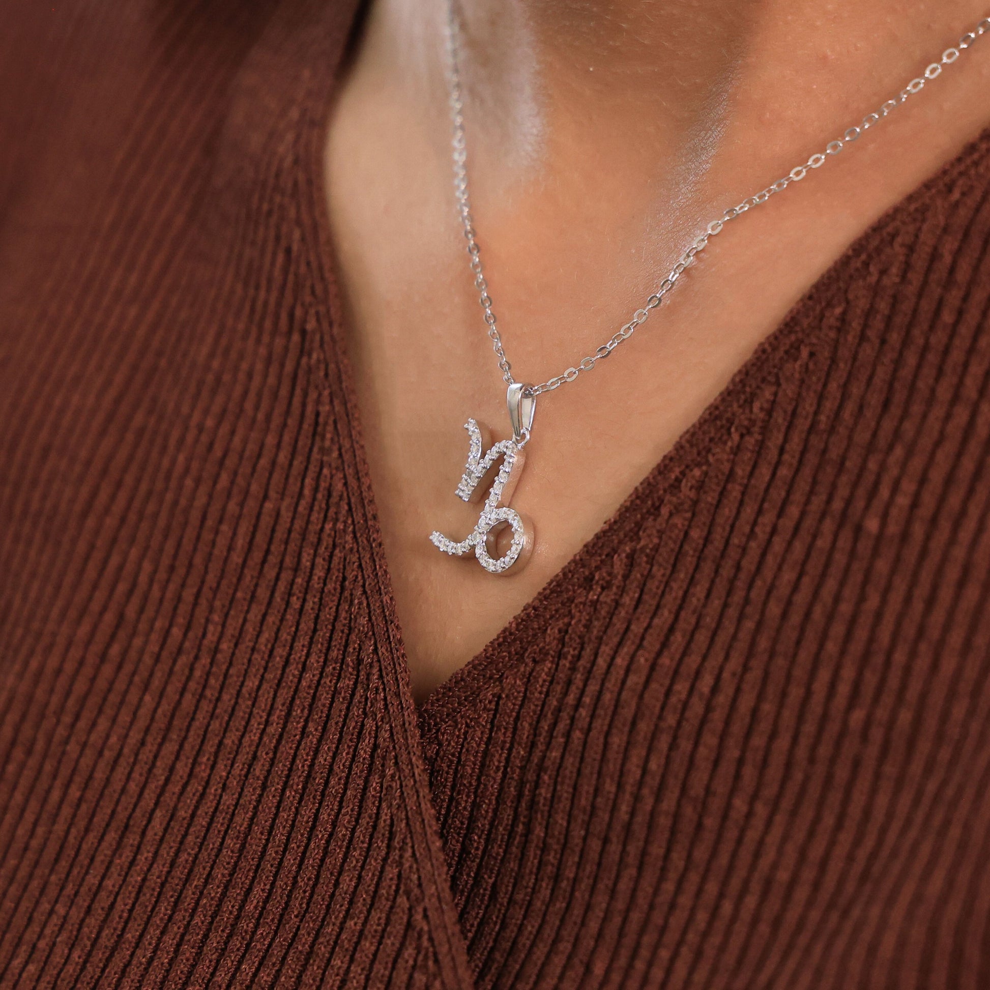 Capricorn Zodiac Pavé Charm Pendant in Lab Grown Diamond – 14k Solid Gold, Birthday Gift for Him, Lucky Pendant