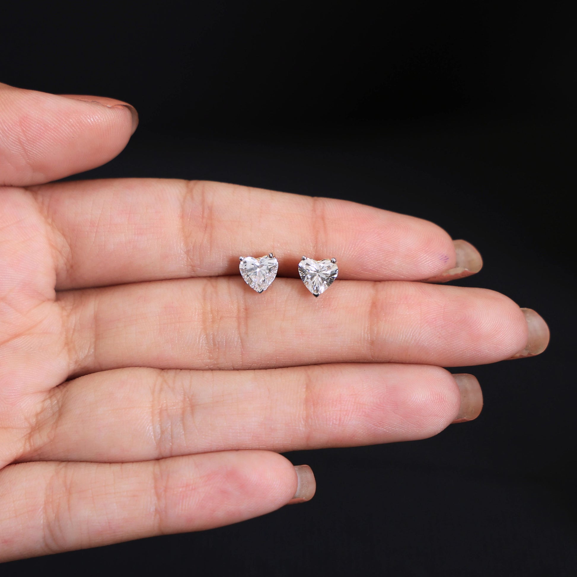 Elegant Heart Solitaire Stud Earrings in 14K Rose Gold, 2.50 TCW Heart Cut Lab Grown Diamonds,  Wedding Jewelry, Gift for Women, Handmade Stud Jewelry