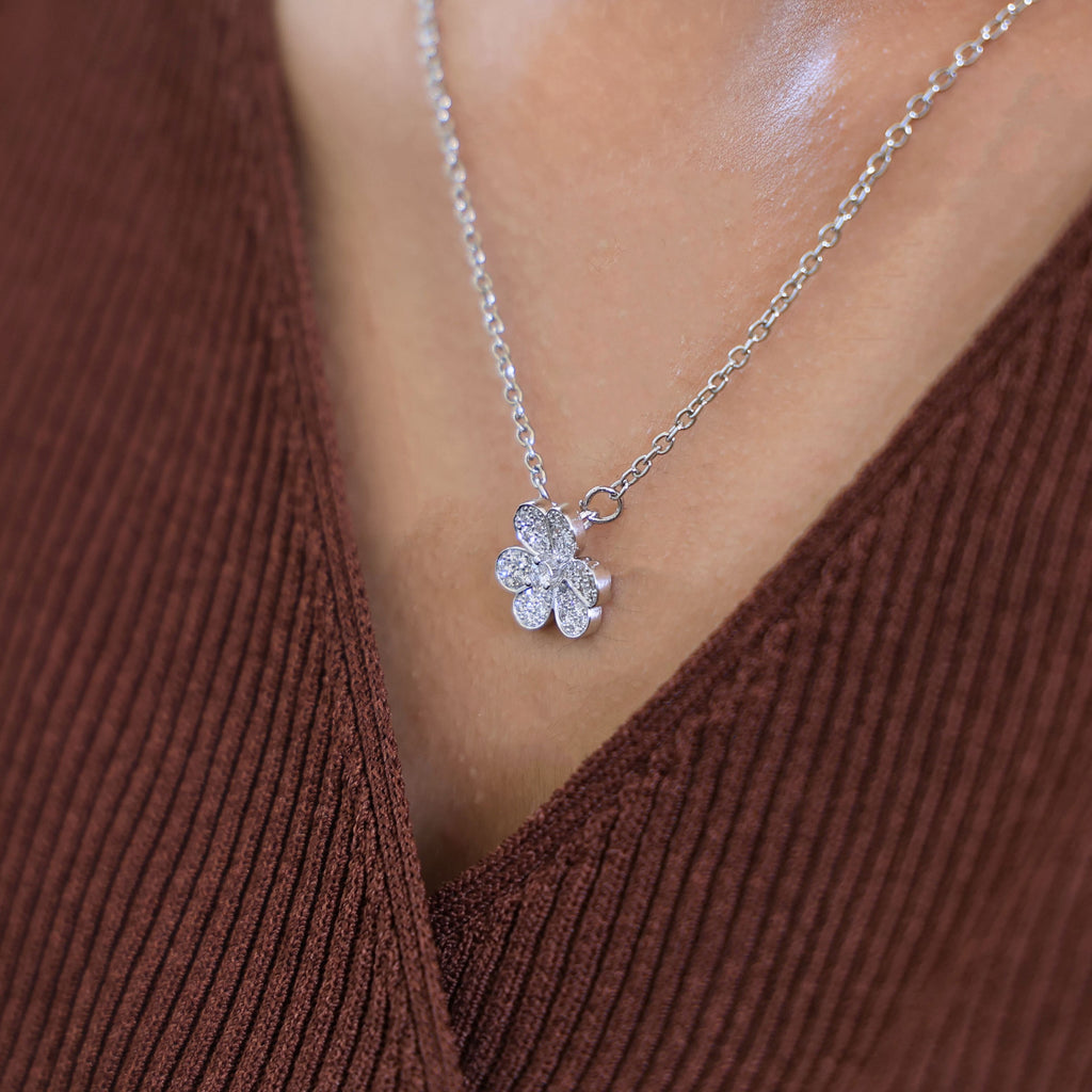 Rounded Petal Floral Wedding Pendant in 14K Solid Gold 0.44 TCW Round Cut Lab Created Diamonds, Bridesmaid Jewelry, Gift for Her