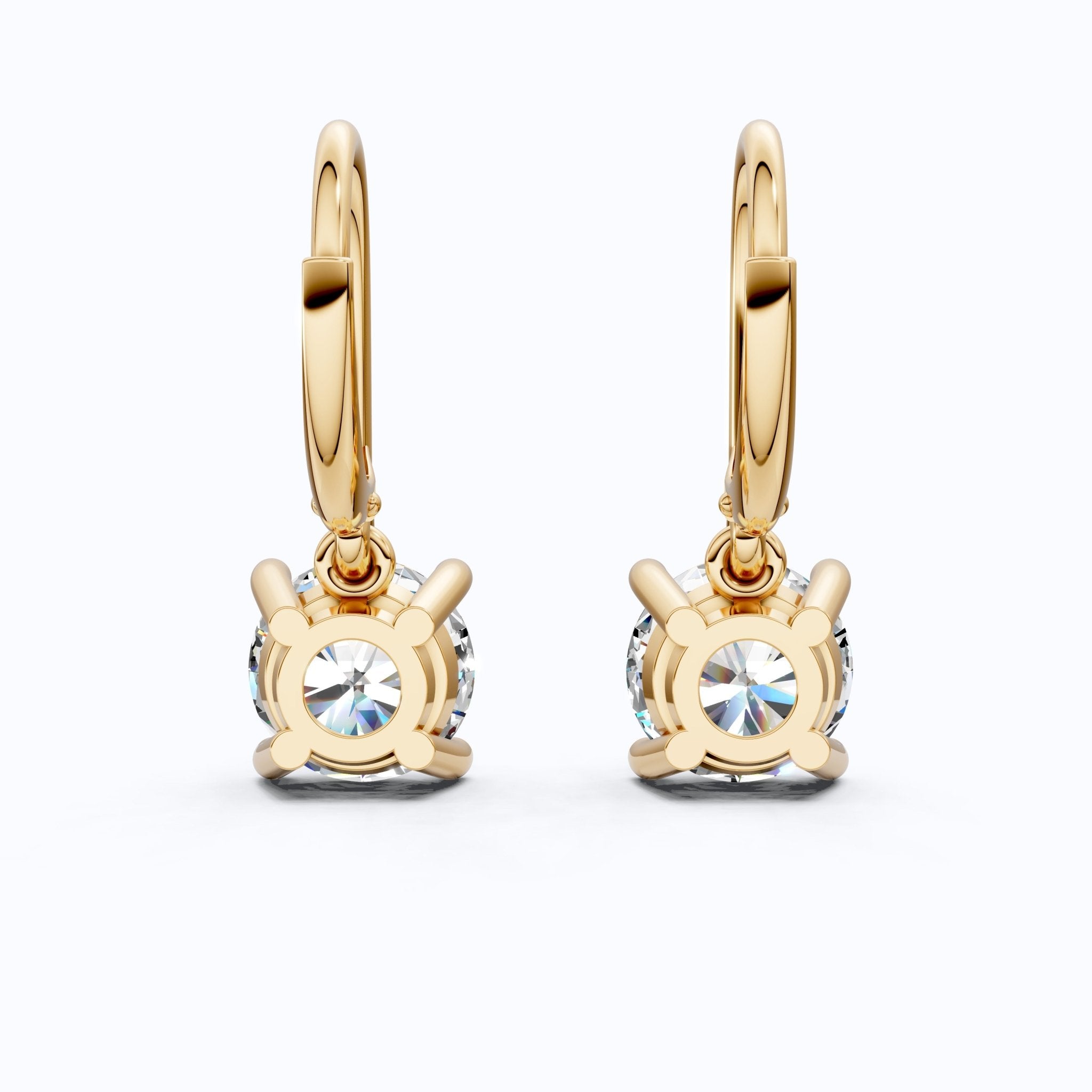 4.00 TCW Round Cut Lab Grown Diamonds Solitaire Wedding Drop Earrings in 14k Solid Gold, Anniversary Gift for Her, Bridal Jewelry, Lever - Back Closure - Shoora Designs