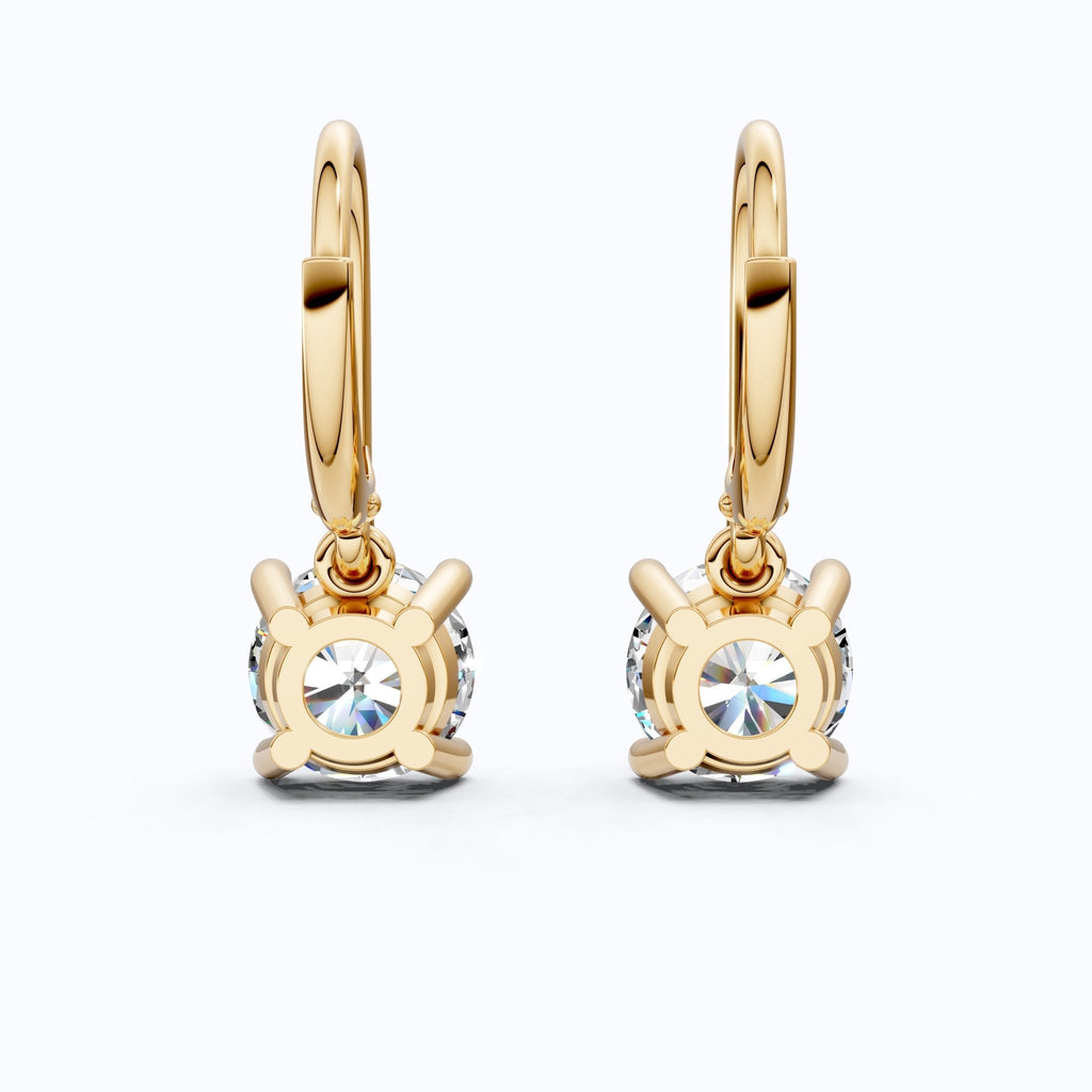 4.00 TCW Round Cut Lab Grown Diamonds Solitaire Wedding Drop Earrings in 14k Solid Gold, Anniversary Gift for Her, Bridal Jewelry, Lever - Back Closure - Shoora Designs