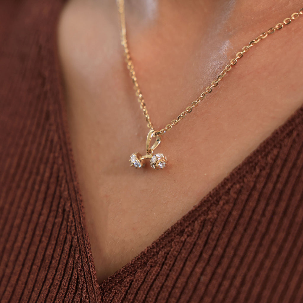 Trendy Dumbbell Cluster Pendant in 14k Solid Gold, 0.37 TCW Round Cut Lab Diamonds, Trainer Jewelry, Anniversary Gift for Her