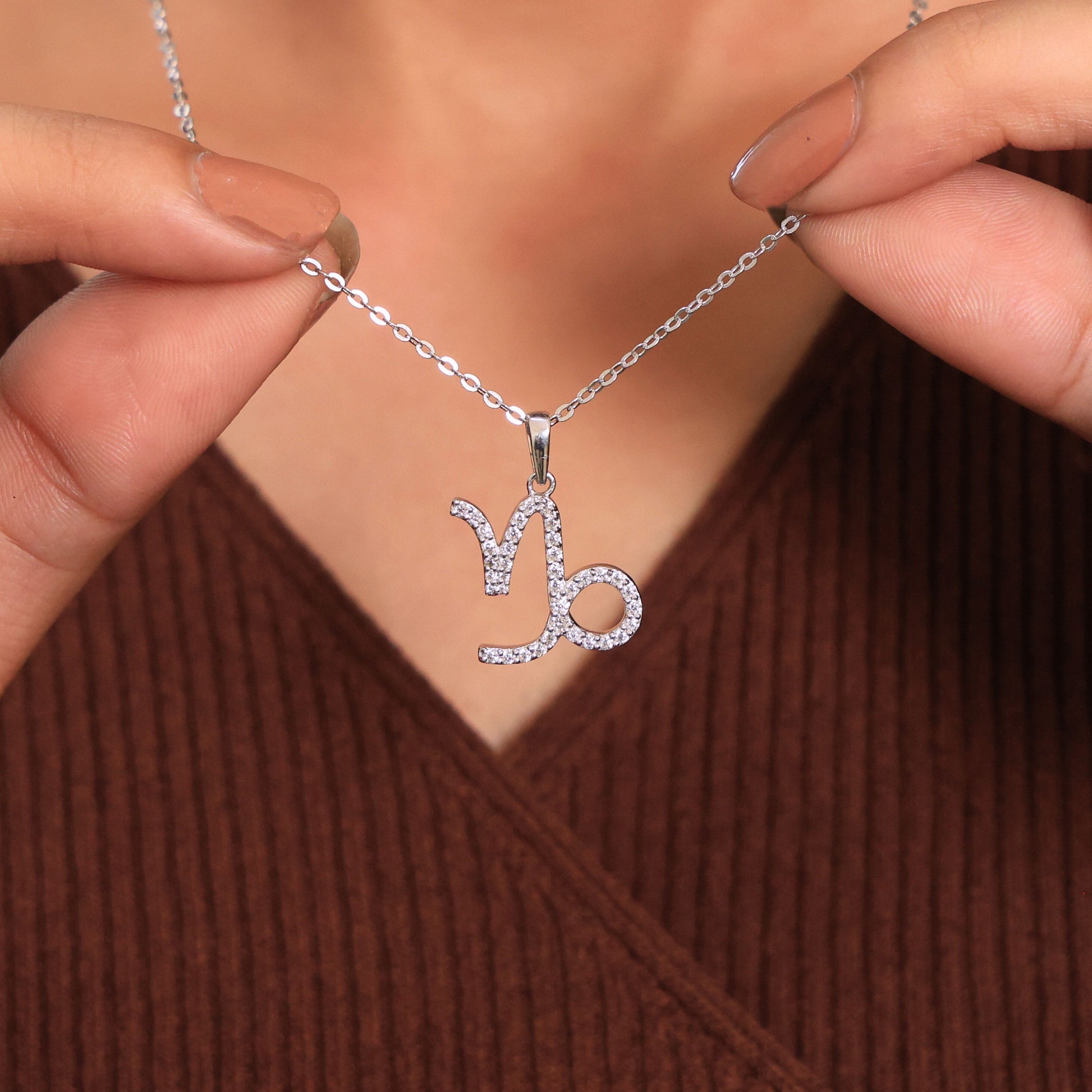 Capricorn Zodiac Pavé Charm Pendant in Lab Grown Diamond – 14k Solid Gold, Birthday Gift for Him, Lucky Pendant