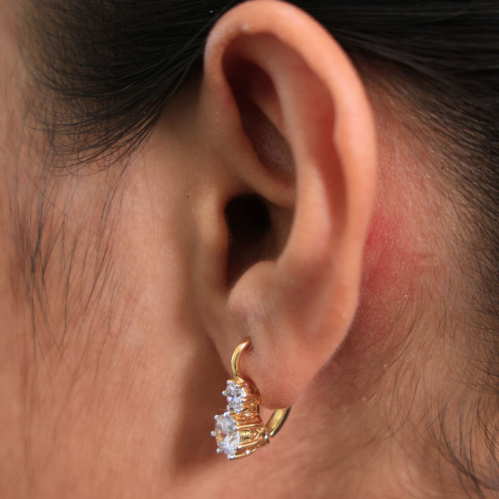 Two-Stone Round Drop Wedding Earrings in 14k Rose Gold,2.72 TCW Round Cut Lab Created Diamonds, Bridal Jewelry, Anniversary Gift for Her, Lever Back Closure