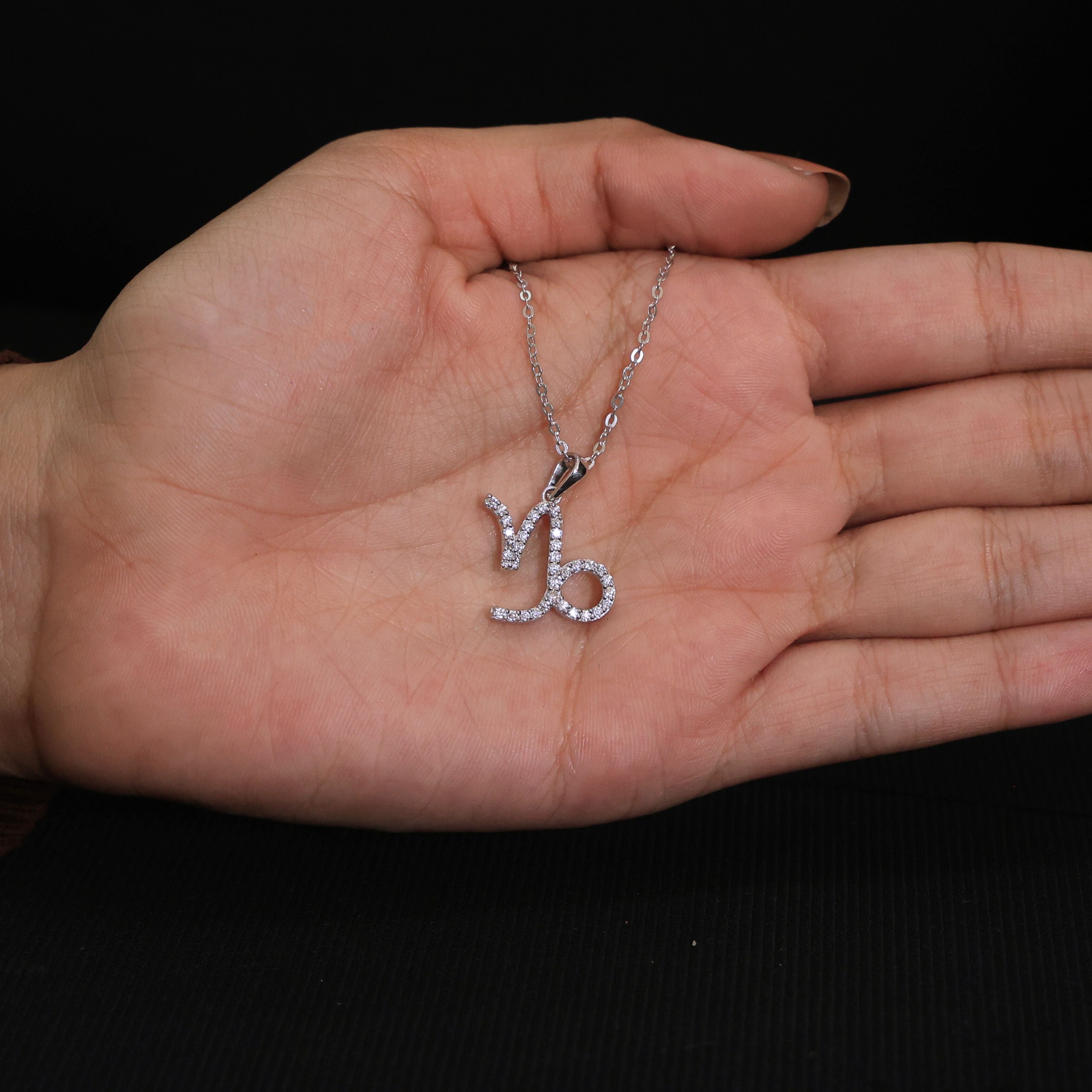 Capricorn Zodiac Pavé Charm Pendant in Lab Grown Diamond – 14k Solid Gold, Birthday Gift for Him, Lucky Pendant
