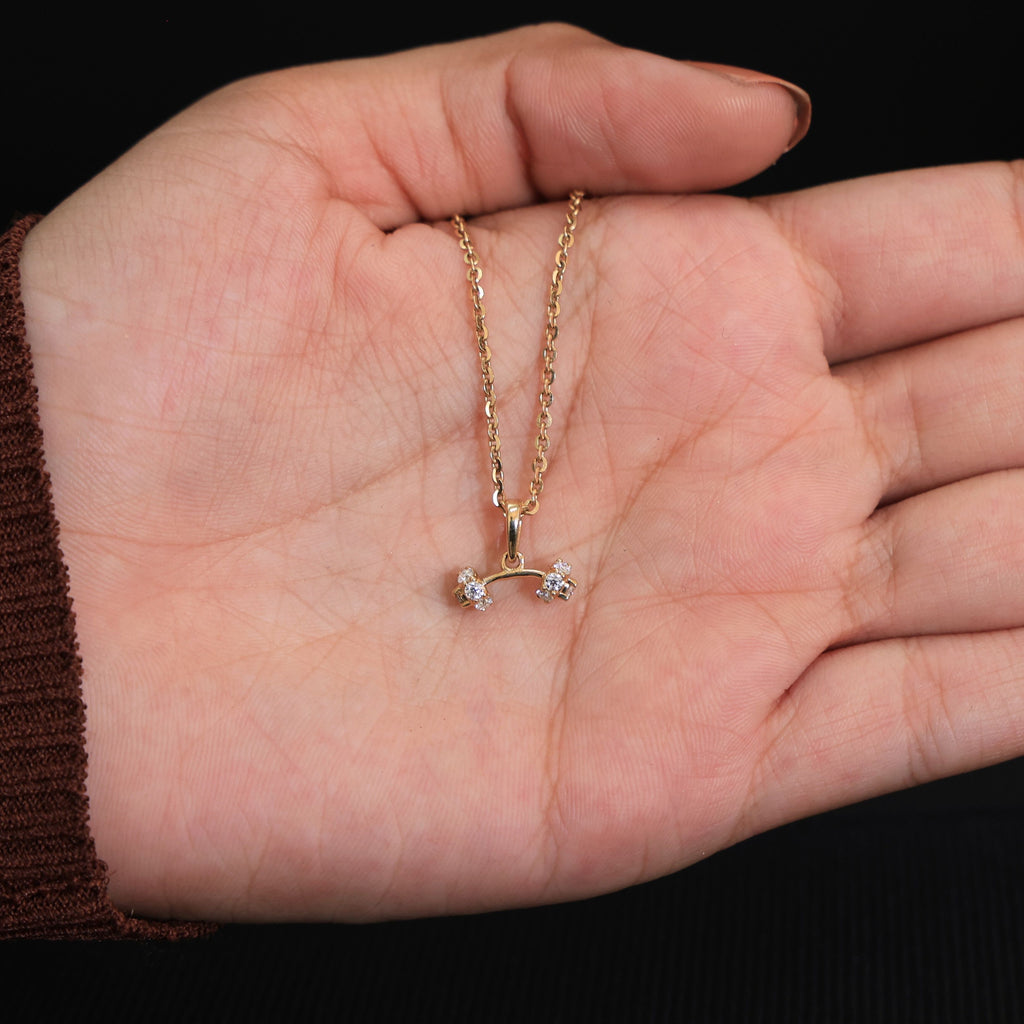 Trendy Dumbbell Cluster Pendant in 14k Solid Gold, 0.37 TCW Round Cut Lab Diamonds, Trainer Jewelry, Anniversary Gift for Her