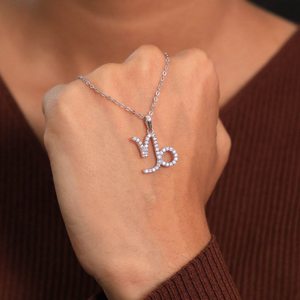 Capricorn Zodiac Pavé Charm Pendant in Lab Grown Diamond – 14k Solid Gold, Birthday Gift for Him, Lucky Pendant