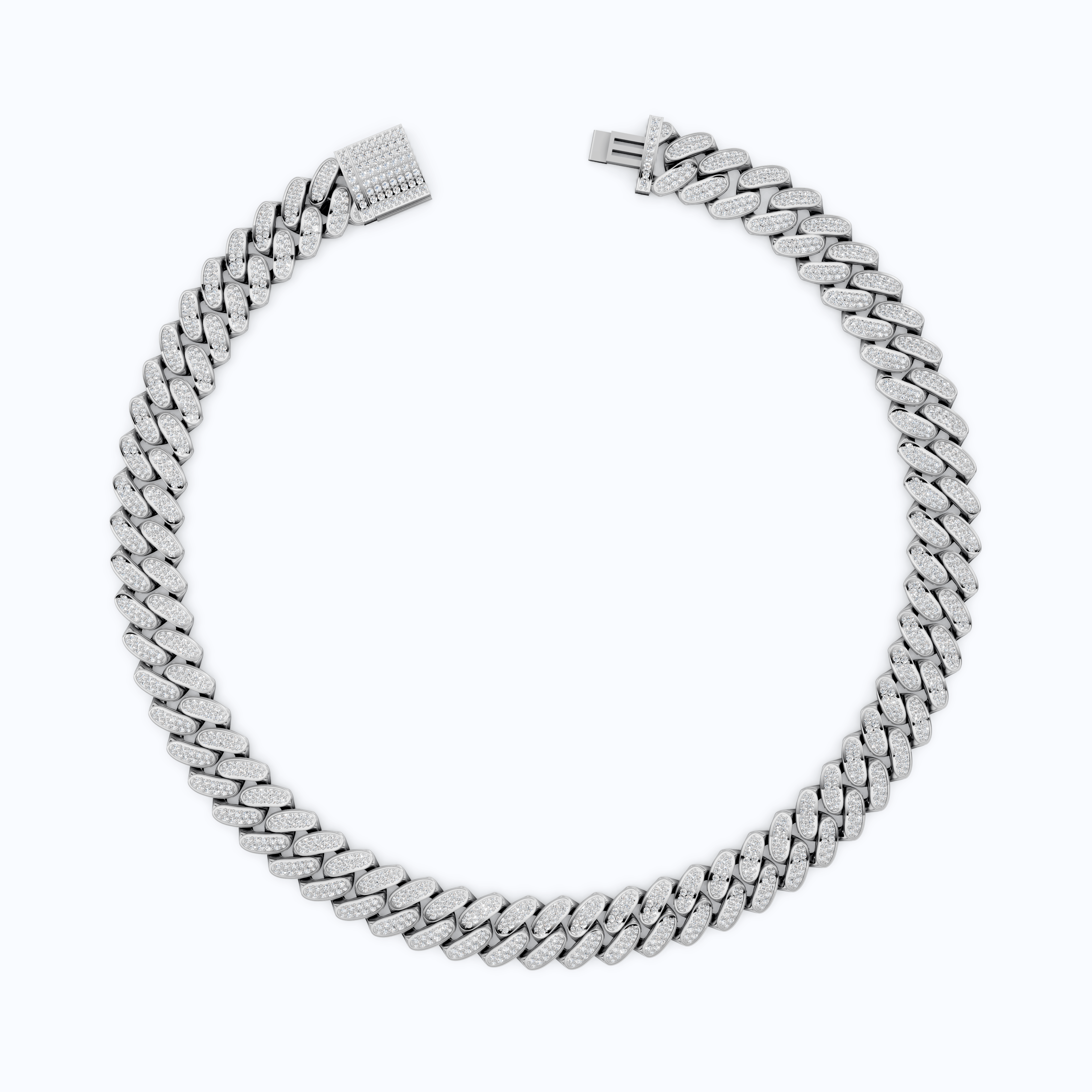 Iced Out 925 Sterling Silver Bling Cuban Chain Necklace, 47.46 TCW Round Cut Lab Diamonds, Hip Hop Jewelry for Men, Gift Idea