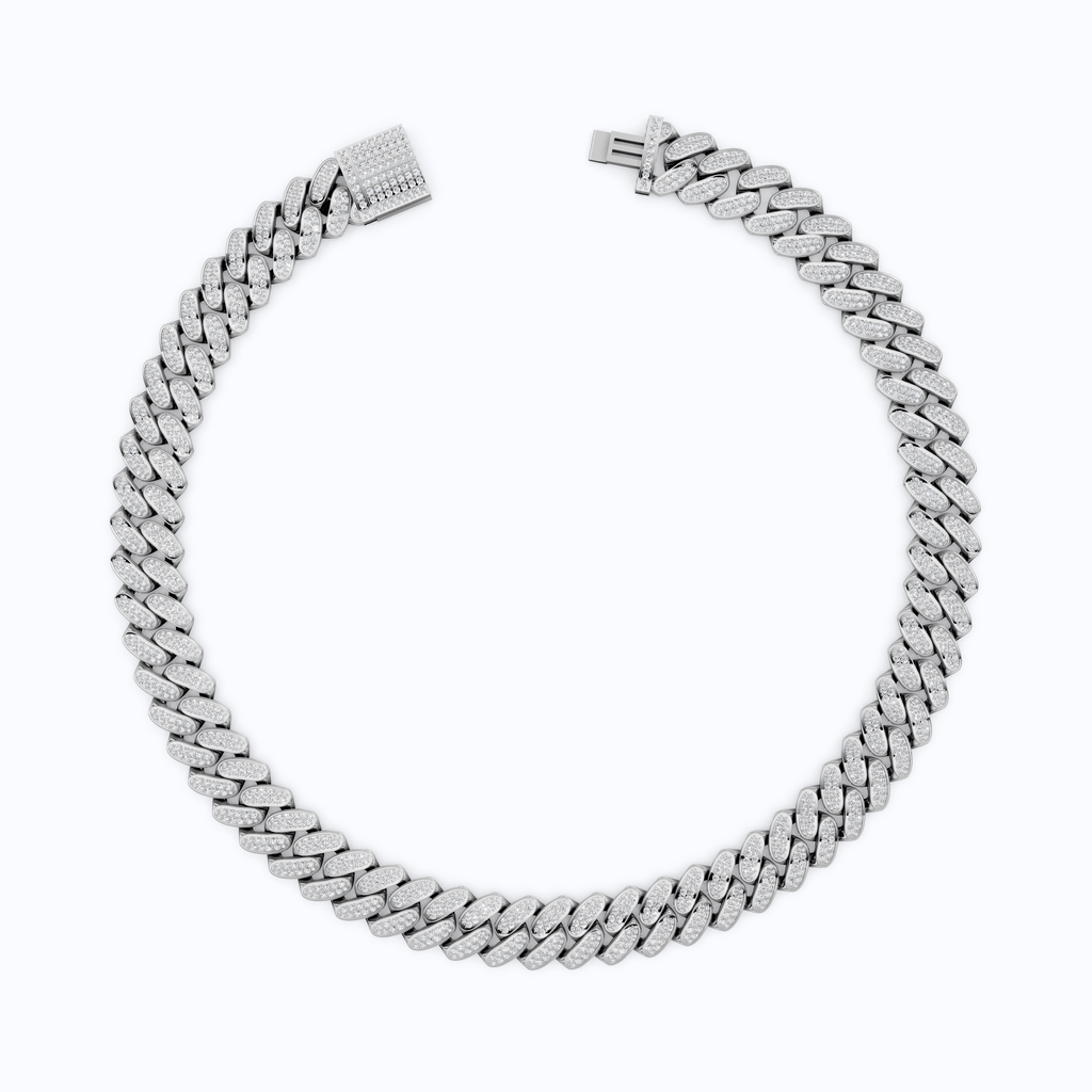 Iced Out 925 Sterling Silver Bling Cuban Chain Necklace, 47.46 TCW Round Cut Lab Diamonds, Hip Hop Jewelry for Men, Gift Idea