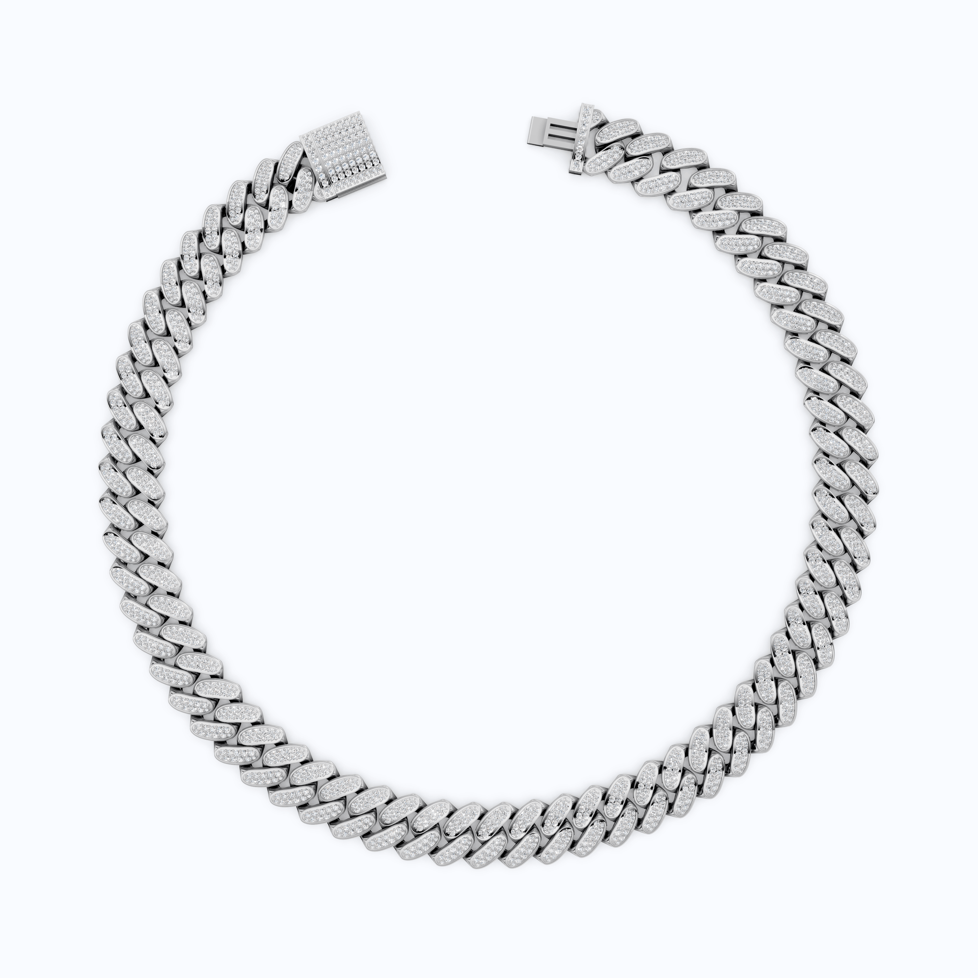 Iced Out 925 Sterling Silver Bling Cuban Chain Necklace, 47.46 TCW Round Cut Lab Diamonds, Hip Hop Jewelry for Men, Gift Idea