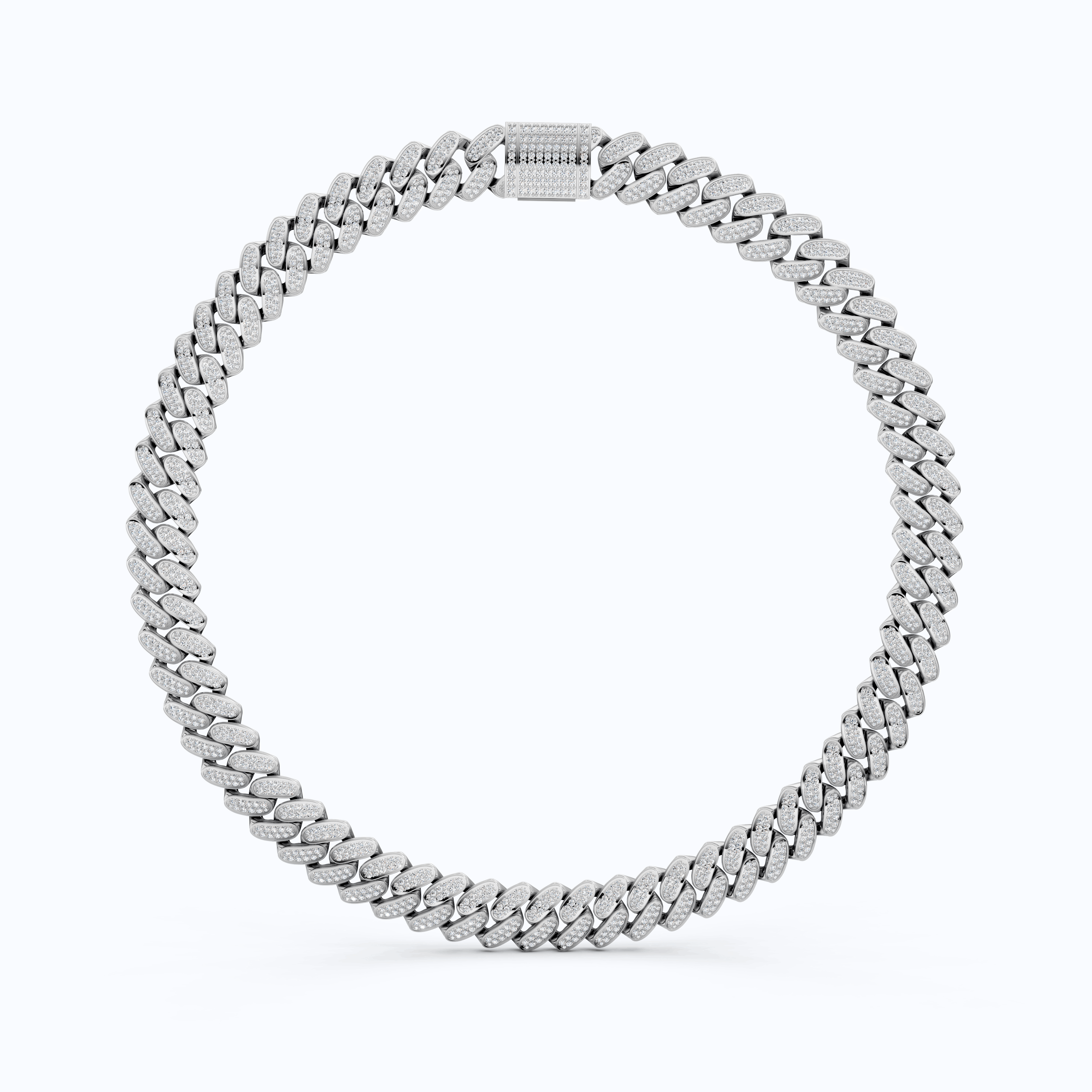 Iced Out 925 Sterling Silver Bling Cuban Chain Necklace, 47.46 TCW Round Cut Lab Diamonds, Hip Hop Jewelry for Men, Gift Idea