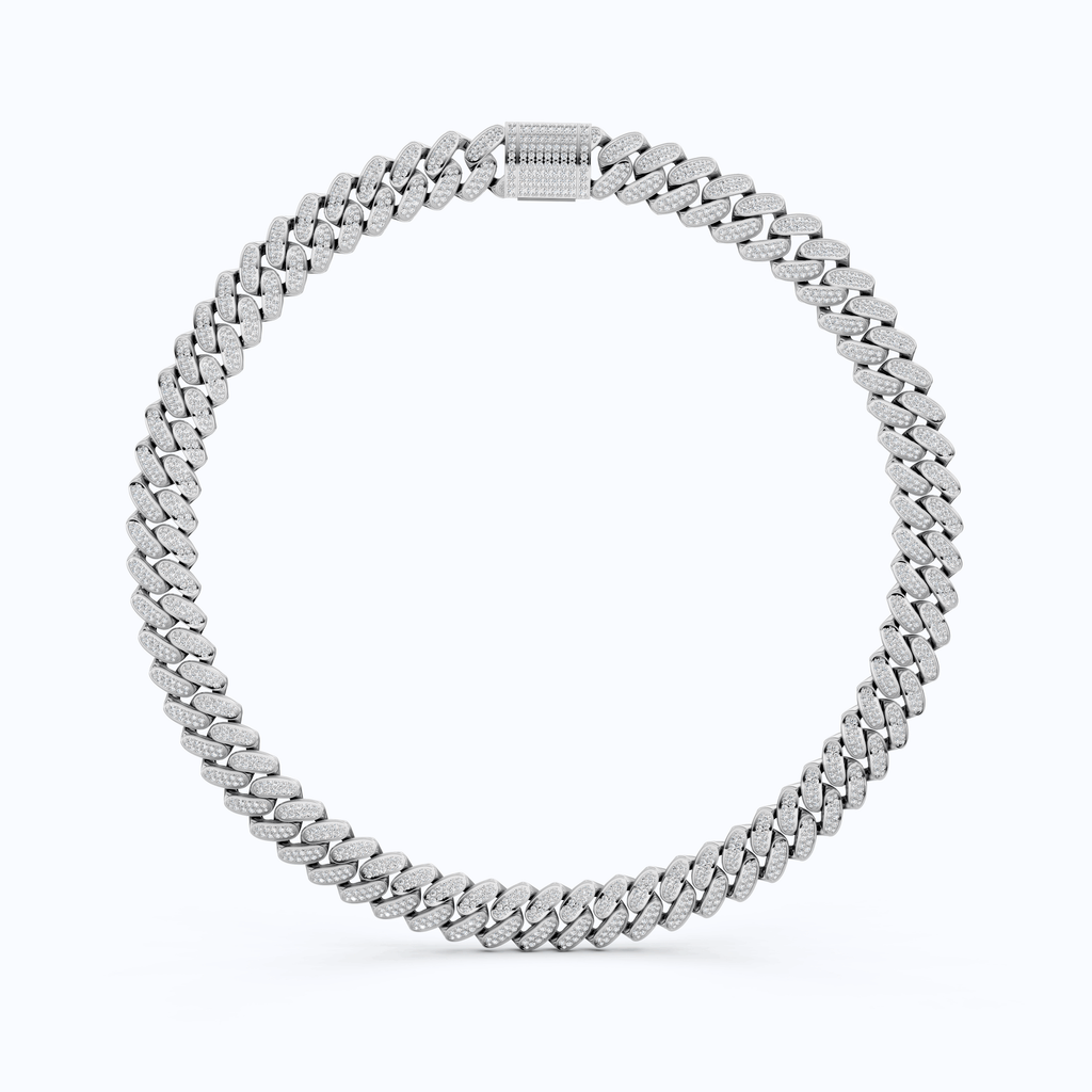 Iced Out 925 Sterling Silver Bling Cuban Chain Necklace, 47.46 TCW Round Cut Lab Diamonds, Hip Hop Jewelry for Men, Gift Idea