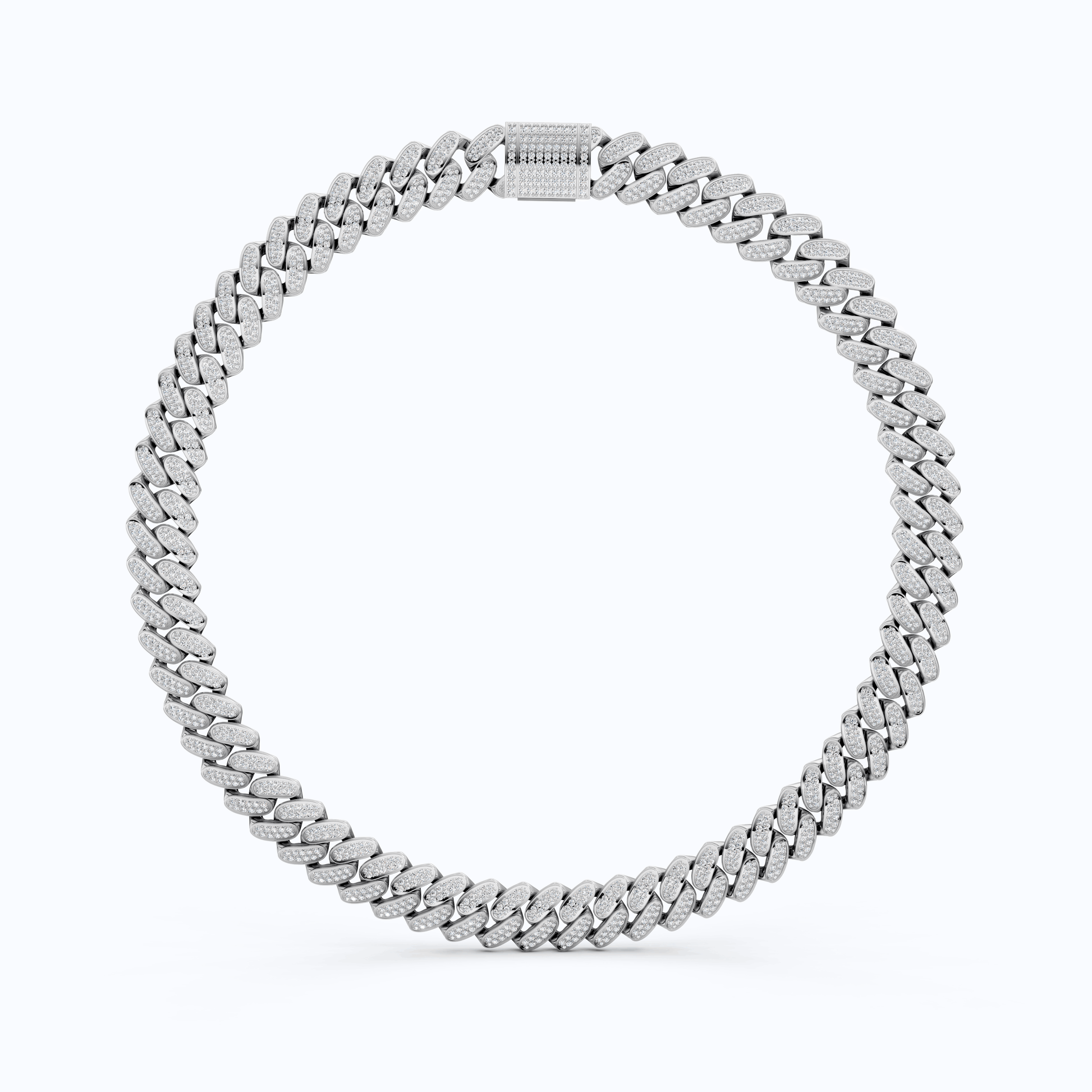 Iced Out 925 Sterling Silver Bling Cuban Chain Necklace, 47.46 TCW Round Cut Lab Diamonds, Hip Hop Jewelry for Men, Gift Idea