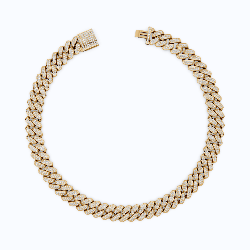 Iced Out 925 Sterling Silver Bling Cuban Chain Necklace, 47.46 TCW Round Cut Lab Diamonds, Hip Hop Jewelry for Men, Gift Idea
