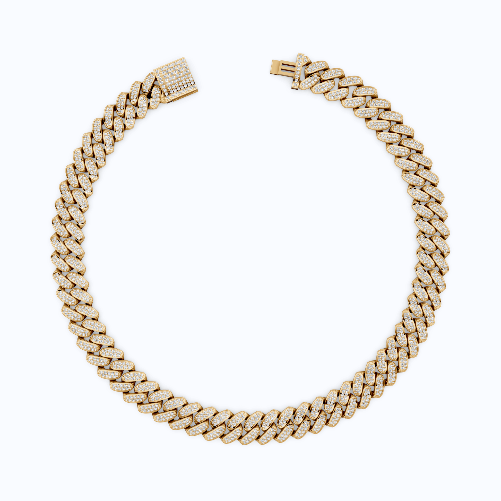 Iced Out 925 Sterling Silver Bling Cuban Chain Necklace, 47.46 TCW Round Cut Lab Diamonds, Hip Hop Jewelry for Men, Gift Idea