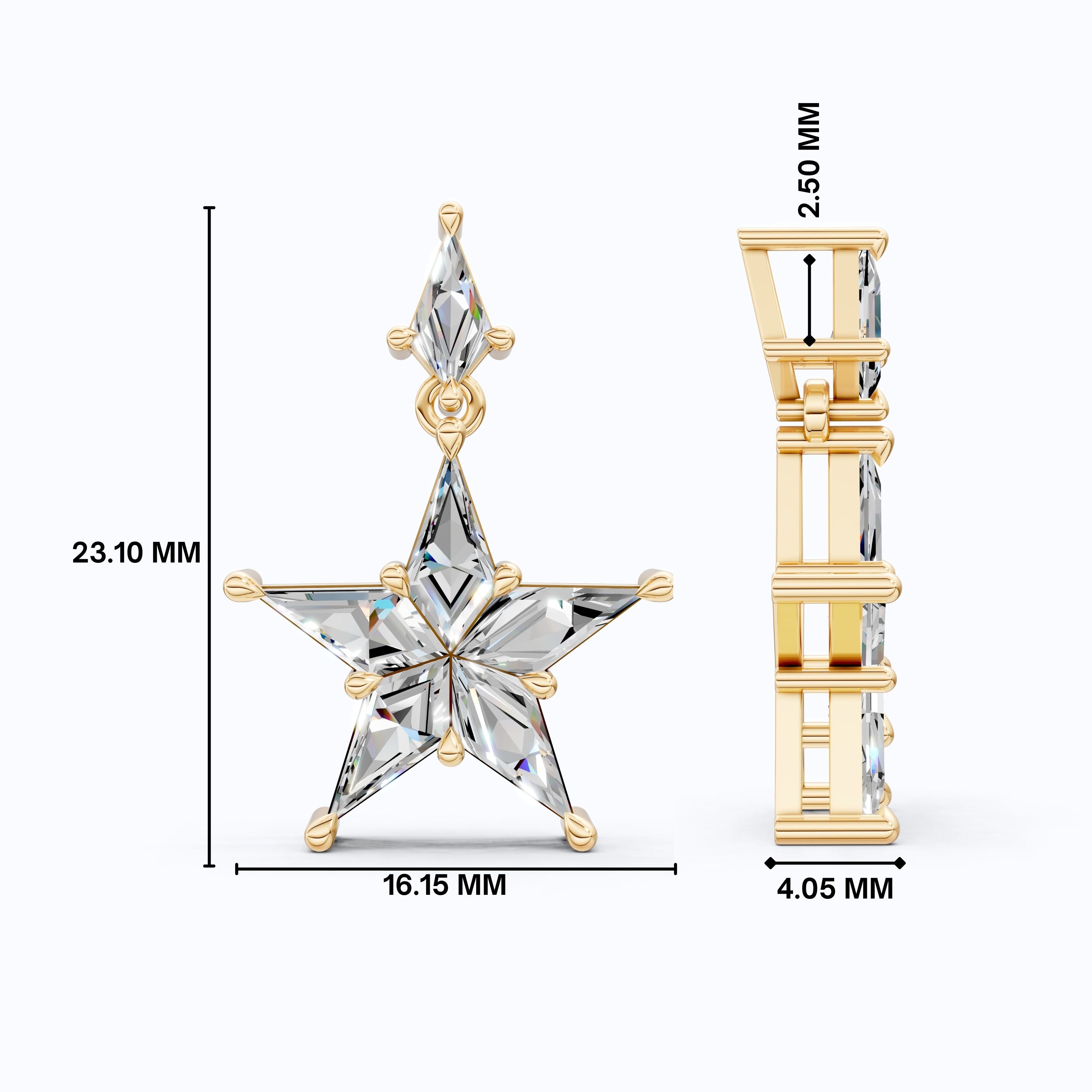 Five Point Starburst Kite Cut Wedding Pendant in 14K Solid Gold, 1.40 CT Kite Cut Lab Created Diamond, Gift for Her, Bridal Jewelry