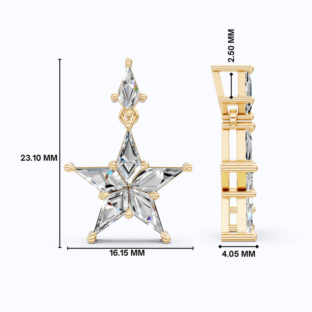 Five Point Starburst Kite Cut Wedding Pendant in 14K Solid Gold, 1.40 CT Kite Cut Lab Created Diamond, Gift for Her, Bridal Jewelry