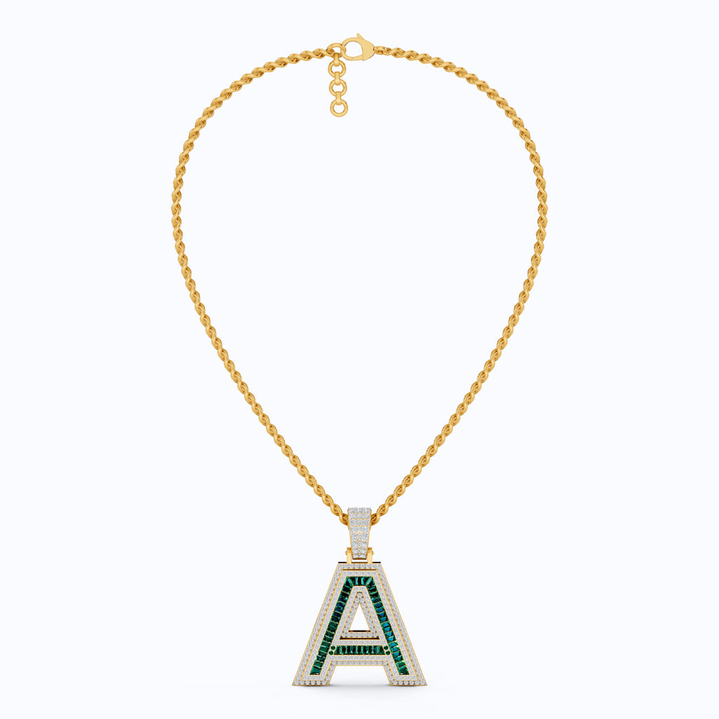 Double Layered Halo Gemstone Alphabet Pendant, Initial Jewelry