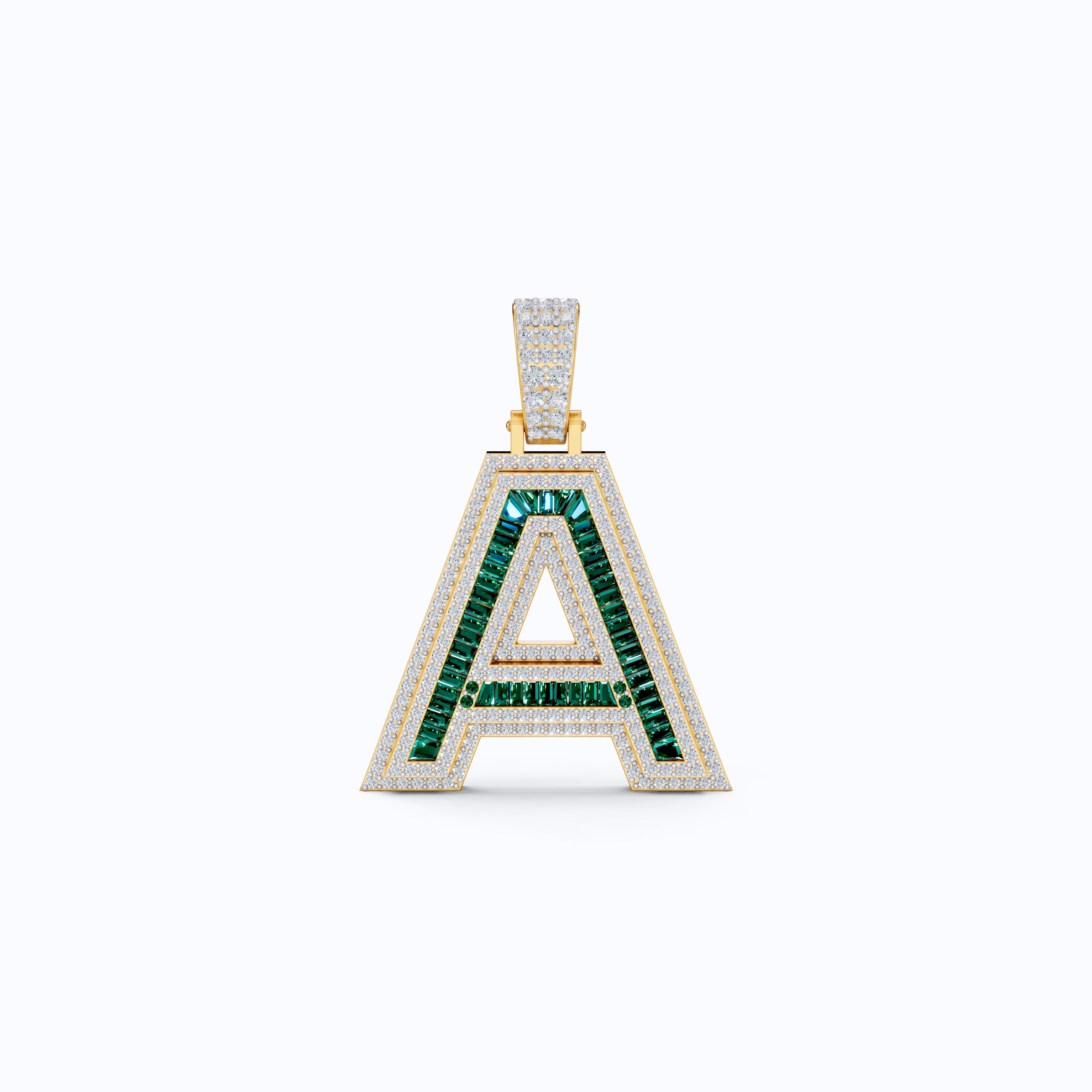 Double Layered Halo Gemstone Alphabet Pendant, Initial Jewelry