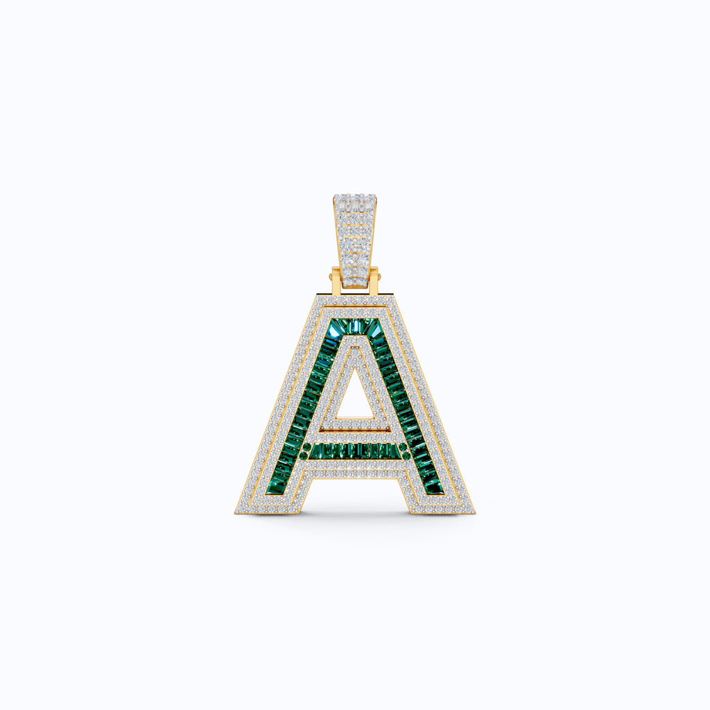 Double Layered Halo Gemstone Alphabet Pendant, Initial Jewelry