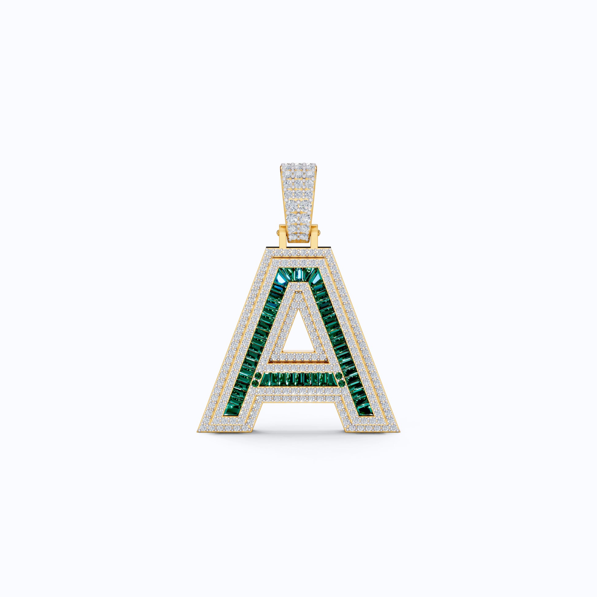Double Layered Halo Gemstone Alphabet Pendant, Initial Jewelry