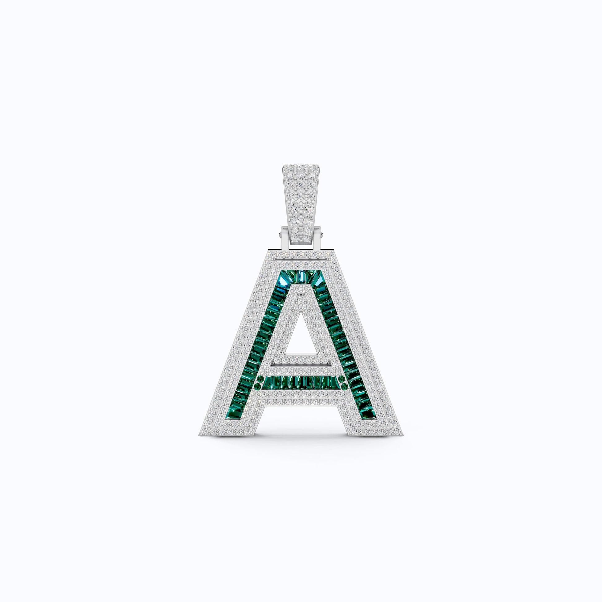 Double Layered Halo Gemstone Alphabet Pendant, Initial Jewelry