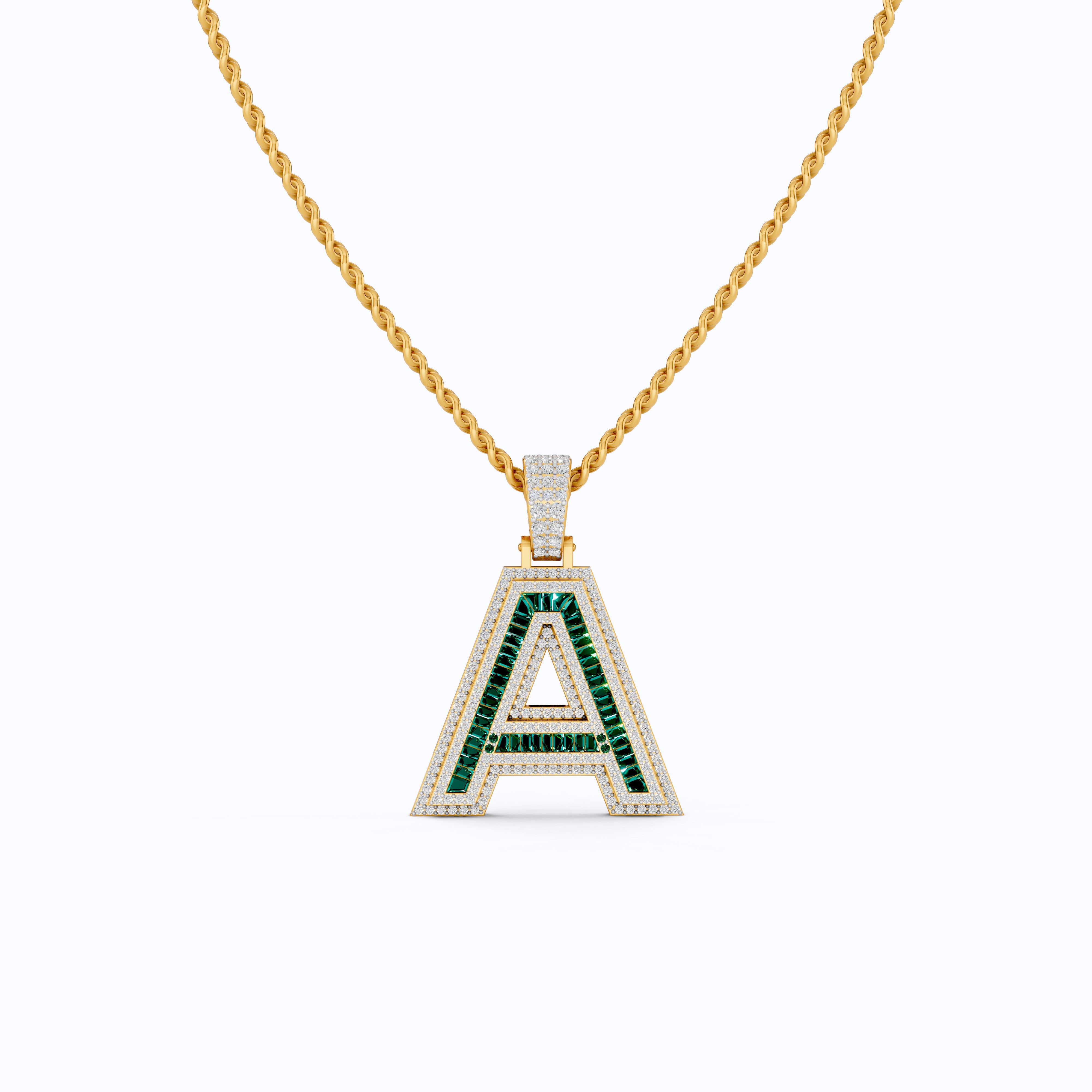 Double Layered Halo Gemstone Alphabet Pendant, Initial Jewelry