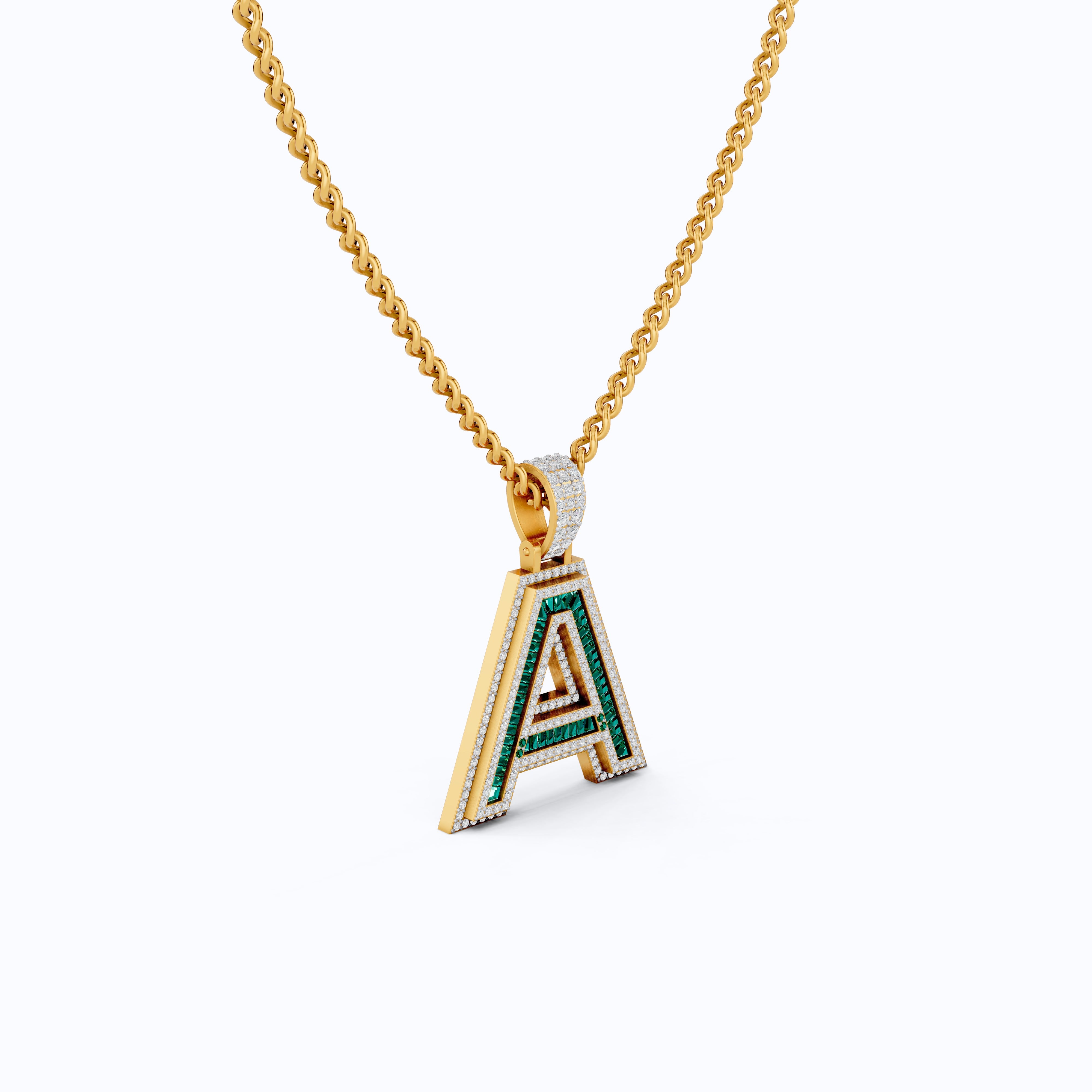 Double Layered Halo Gemstone Alphabet Pendant, Initial Jewelry