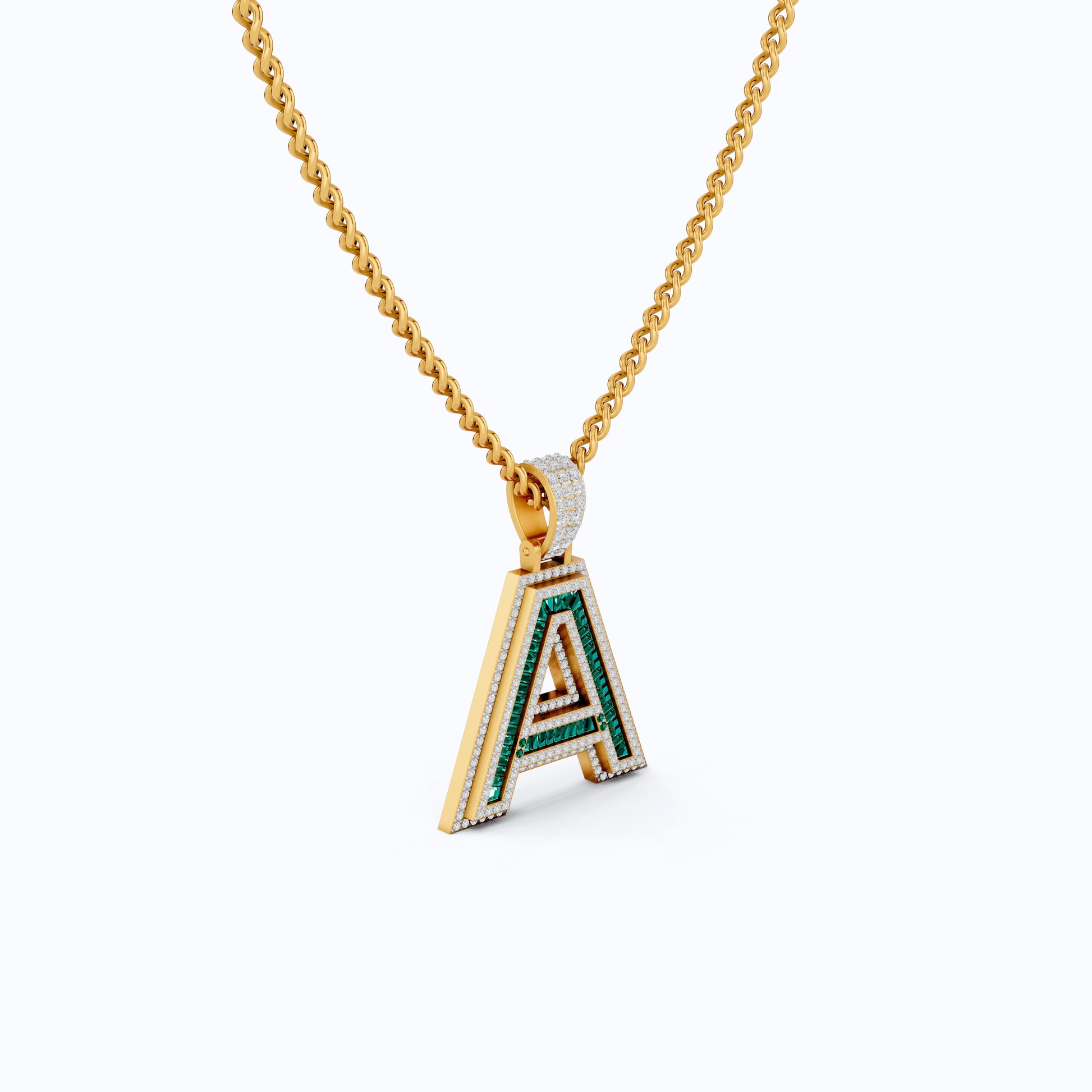 Double Layered Halo Gemstone Alphabet Pendant, Initial Jewelry