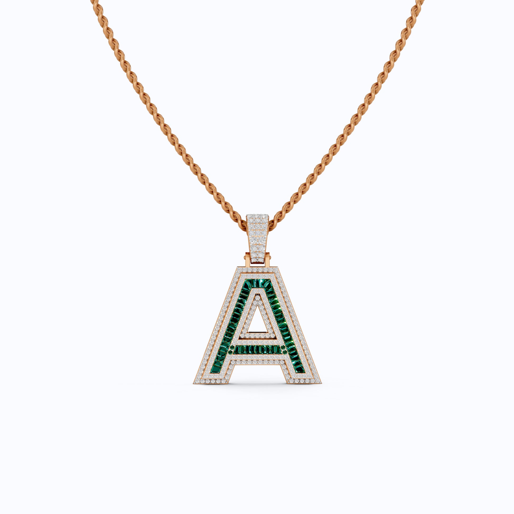 Double Layered Halo Gemstone Alphabet Pendant, Initial Jewelry