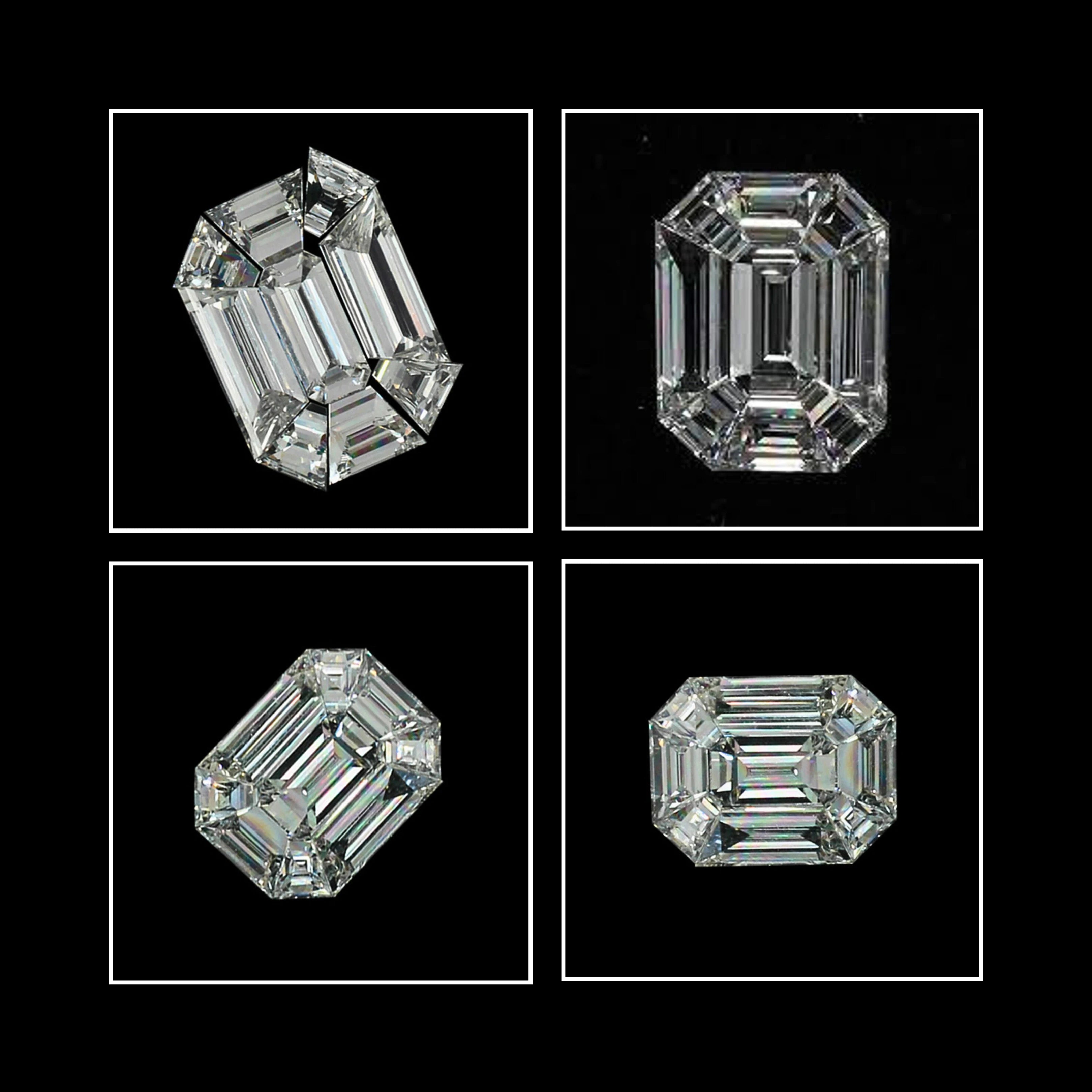 Greek Key Pie-Cut Emerald-Illusion Engagement Ring in Natural Diamond – 14k Solid Gold, Wedding Gift for Him, Pie Cut Jewelry