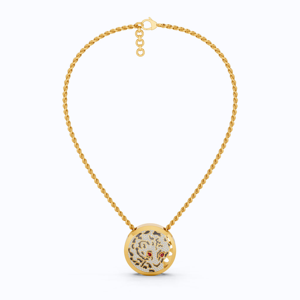 Ruby Eye Animal Face Hip-Hop Pendant, Hip-Hop Jewelry For Him