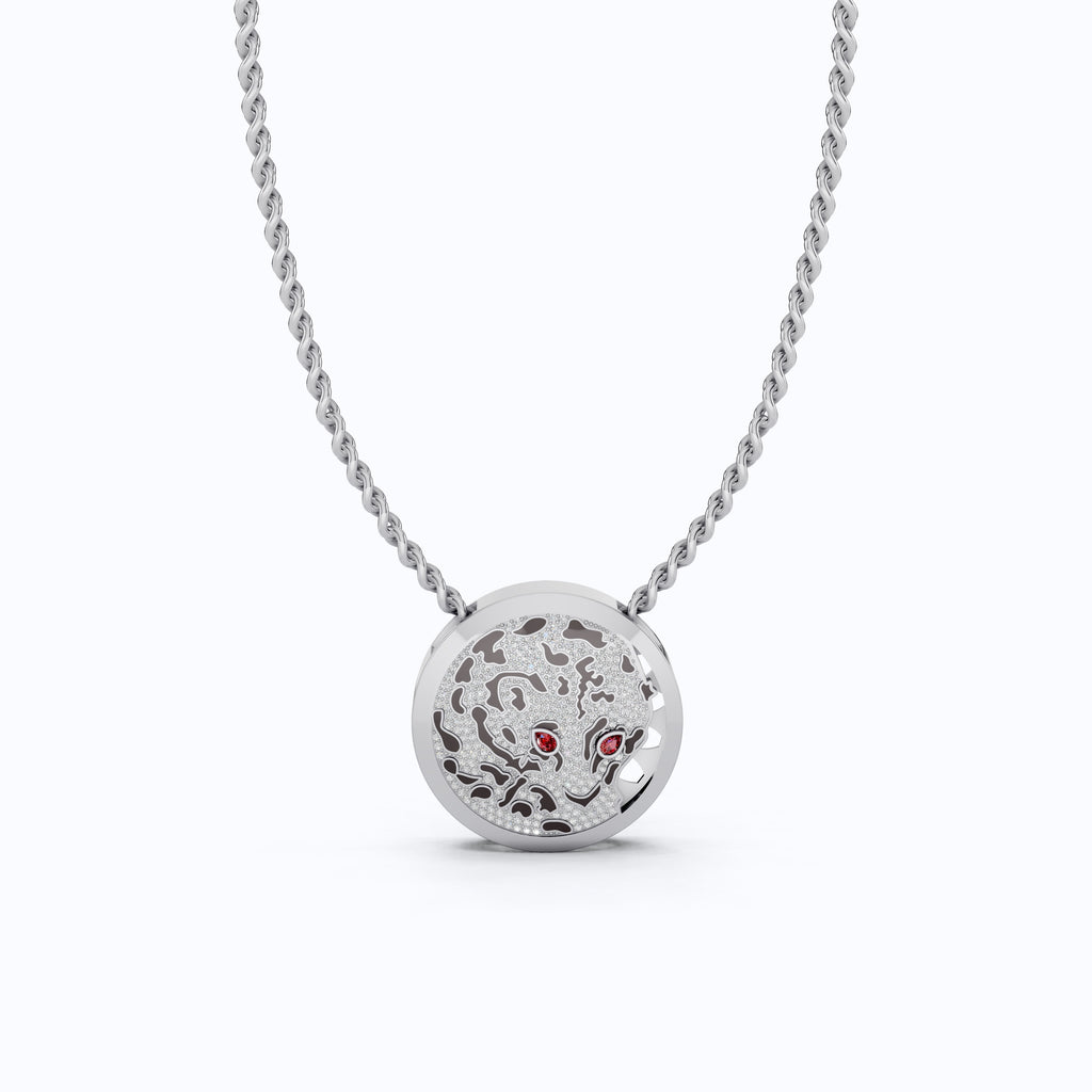 Ruby Eye Animal Face Hip-Hop Pendant, Hip-Hop Jewelry For Him