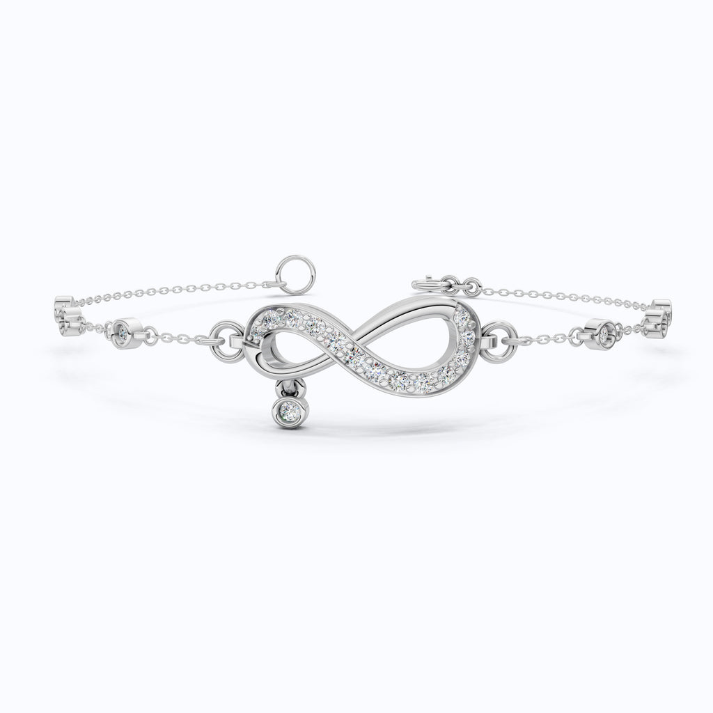 Elegant Infinity Link Chain Bracelet in Lab Diamonds - 14k Solid Gold, Anniversary Gift for Wife, Everyday Unique Jewelry, Antique Jewelry