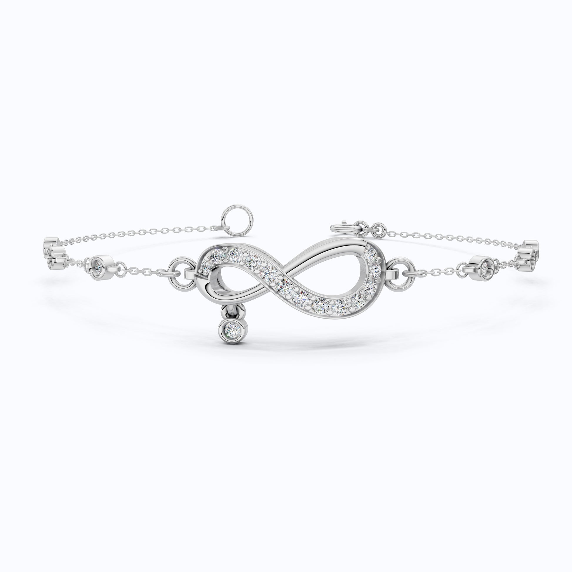 Elegant Infinity Link Chain Bracelet in Lab Diamonds - 14k Solid Gold, Anniversary Gift for Wife, Everyday Unique Jewelry, Antique Jewelry