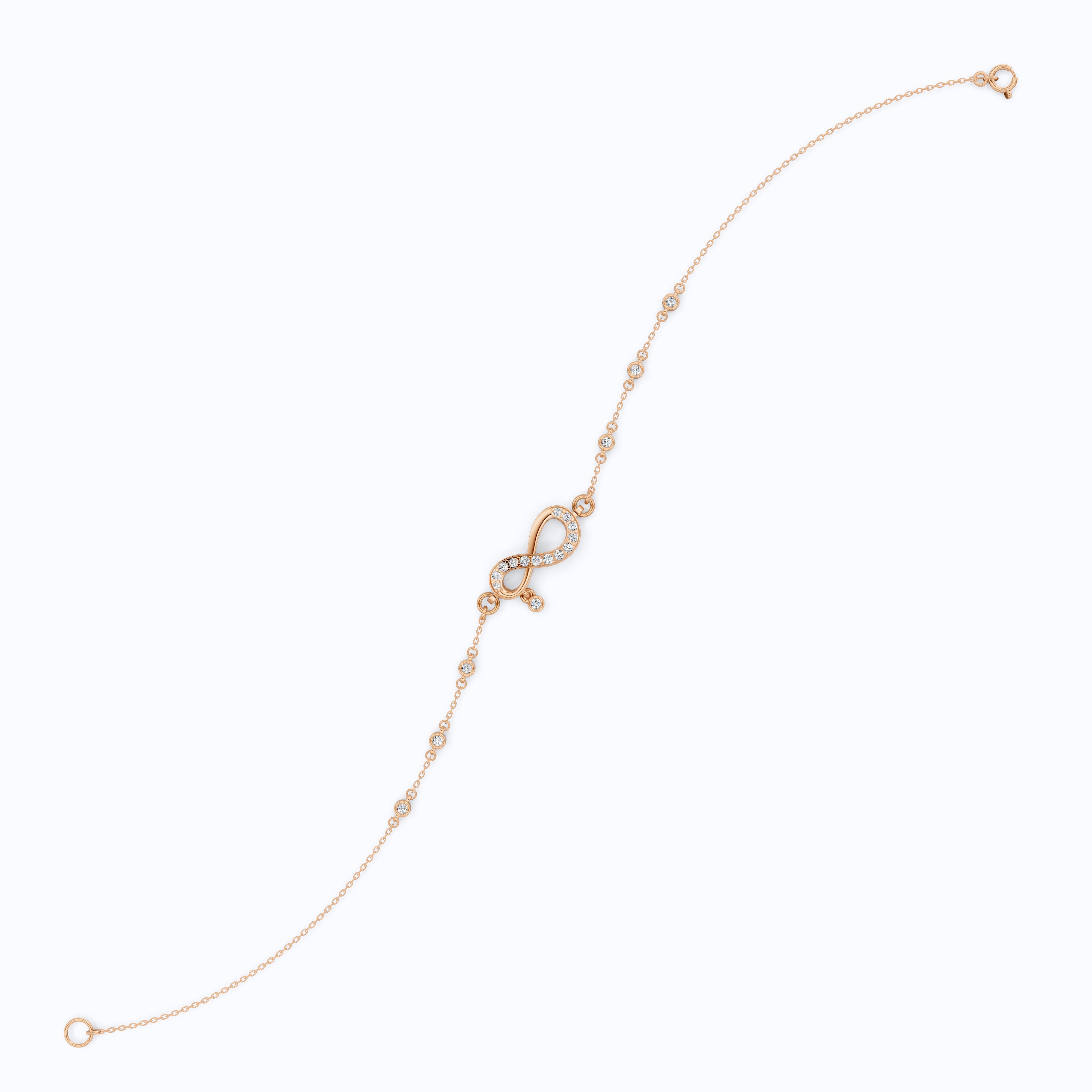 Elegant Infinity Link Chain Bracelet in Lab Diamonds - 14k Solid Gold, Anniversary Gift for Wife, Everyday Unique Jewelry, Antique Jewelry