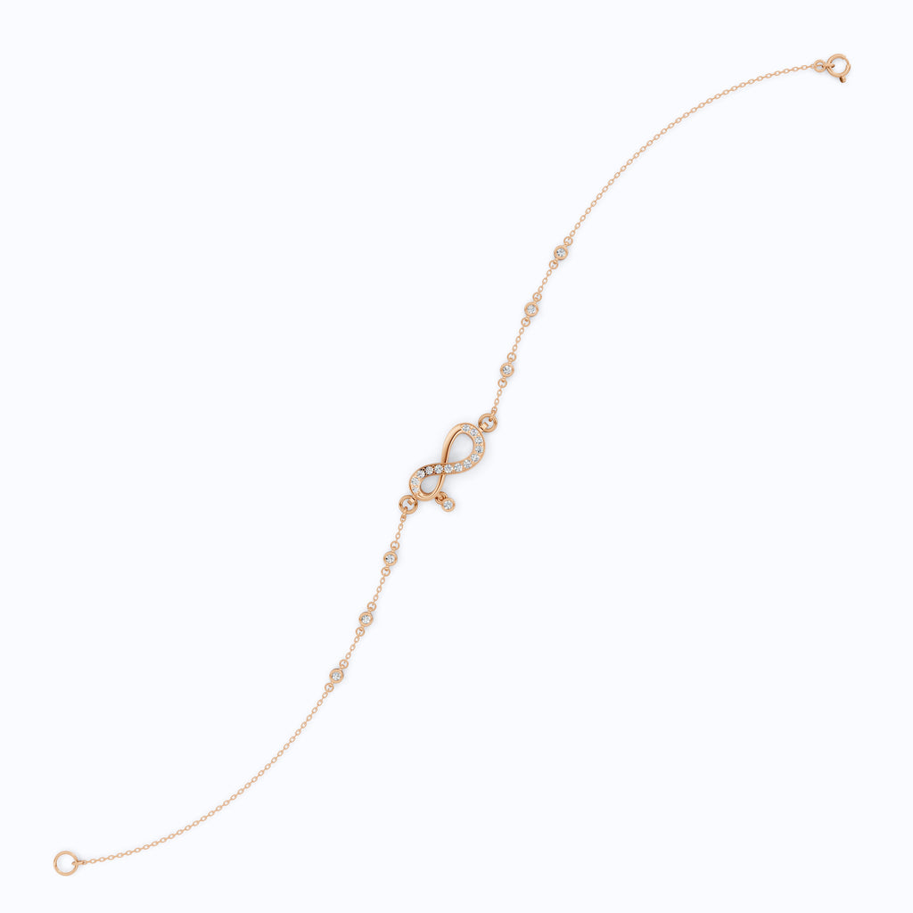 Elegant Infinity Link Chain Bracelet in Lab Diamonds - 14k Solid Gold, Anniversary Gift for Wife, Everyday Unique Jewelry, Antique Jewelry