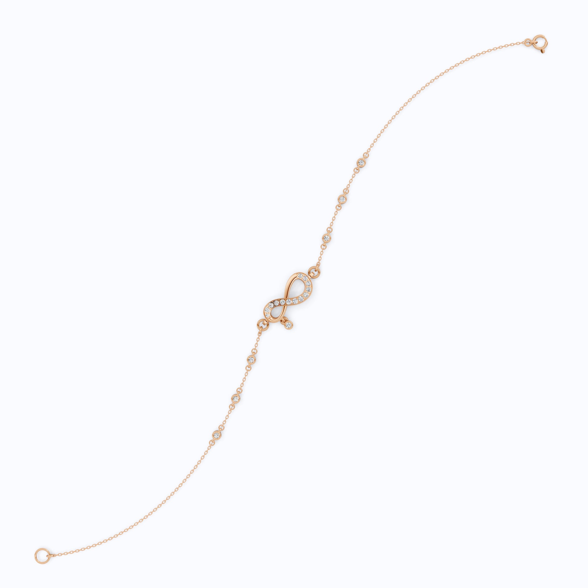 Elegant Infinity Link Chain Bracelet in Lab Diamonds - 14k Solid Gold, Anniversary Gift for Wife, Everyday Unique Jewelry, Antique Jewelry