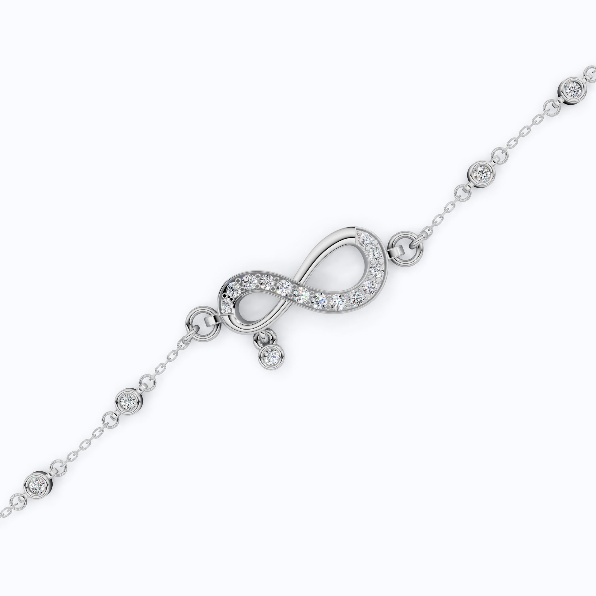 Elegant Infinity Link Chain Bracelet in Lab Diamonds - 14k Solid Gold, Anniversary Gift for Wife, Everyday Unique Jewelry, Antique Jewelry