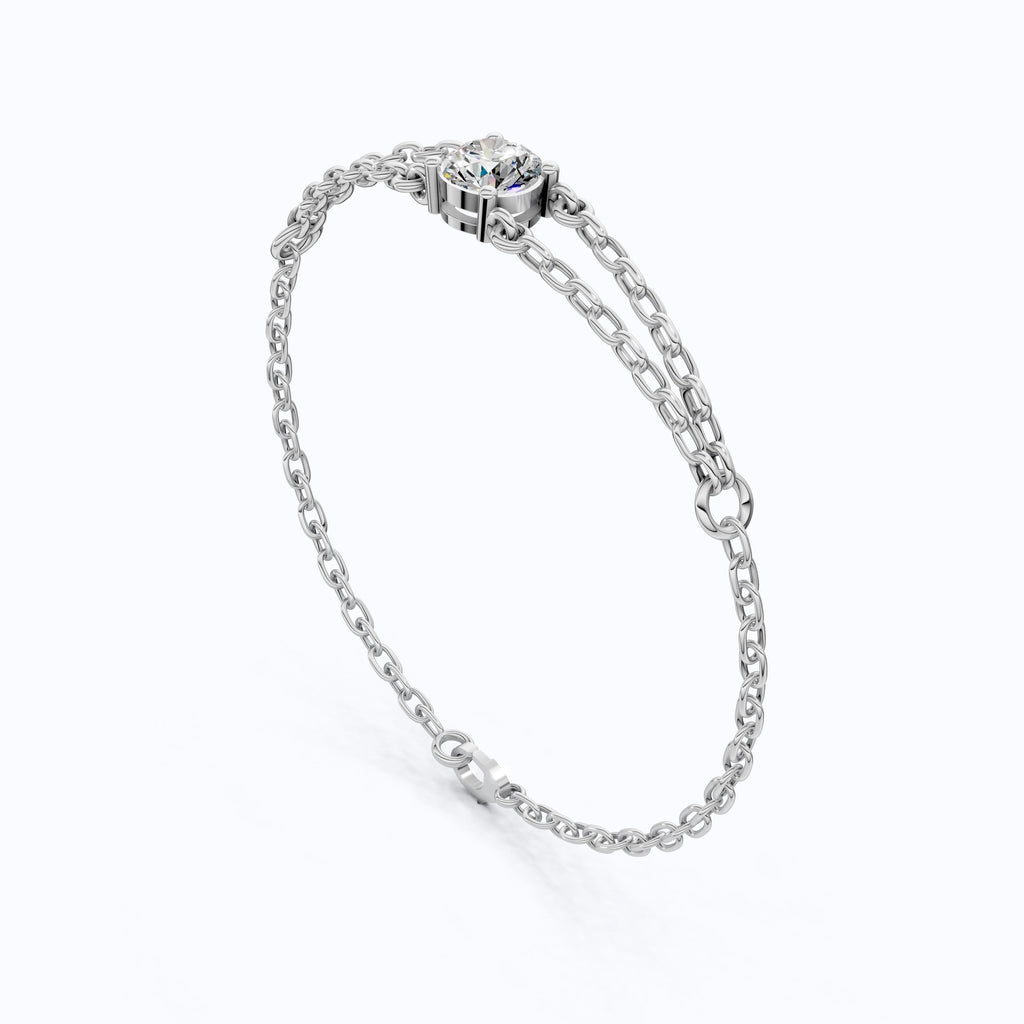 1.00 CT Lab Created Diamond Chain Bracelet in 14K Gold, Dainty Double Link Bracelet for Women, Wedding Gift for Her