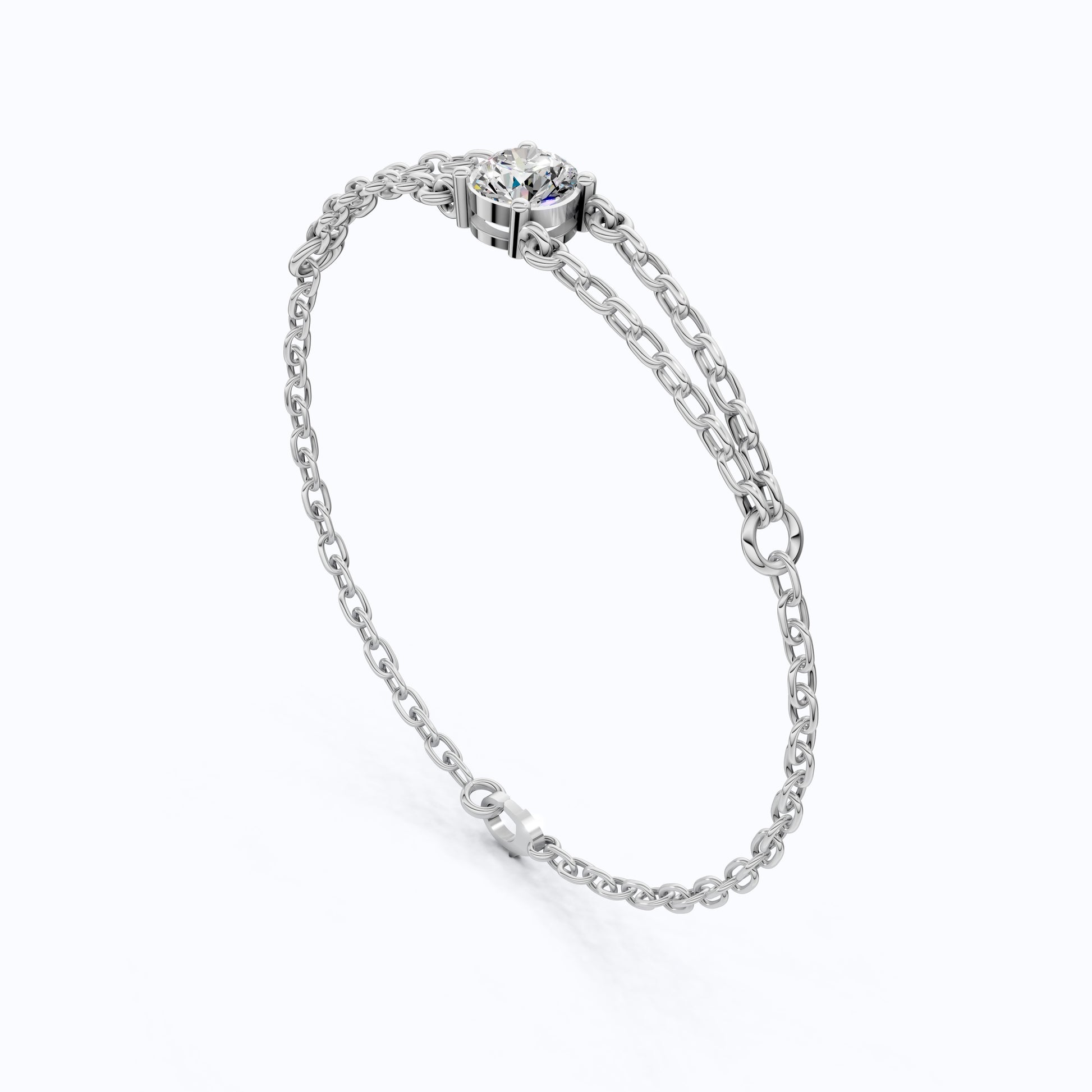 1.00 CT Lab Created Diamond Chain Bracelet in 14K Gold, Dainty Double Link Bracelet for Women, Wedding Gift for Her