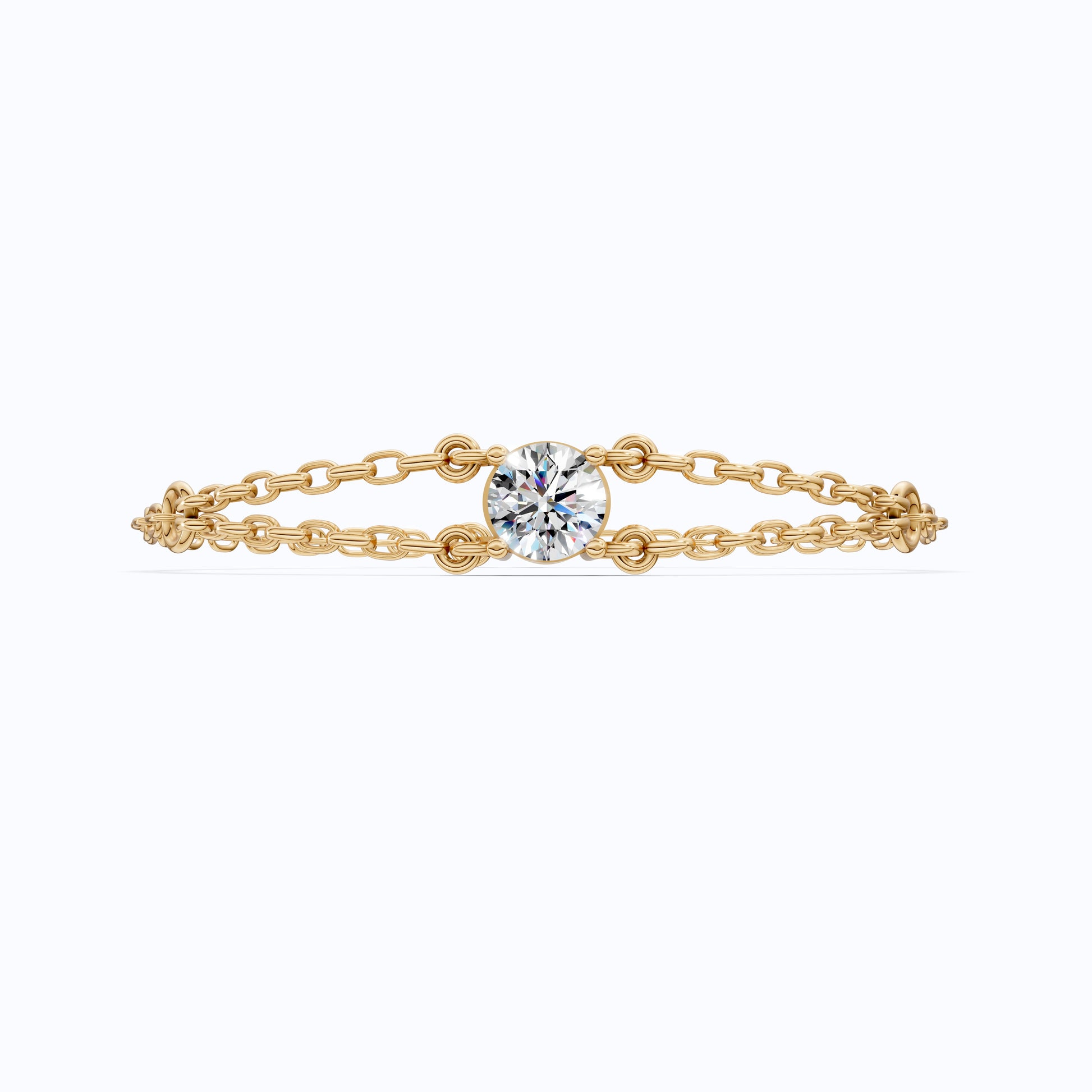 1.00 CT Lab Created Diamond Chain Bracelet in 14K Gold, Dainty Double Link Bracelet for Women, Wedding Gift for Her
