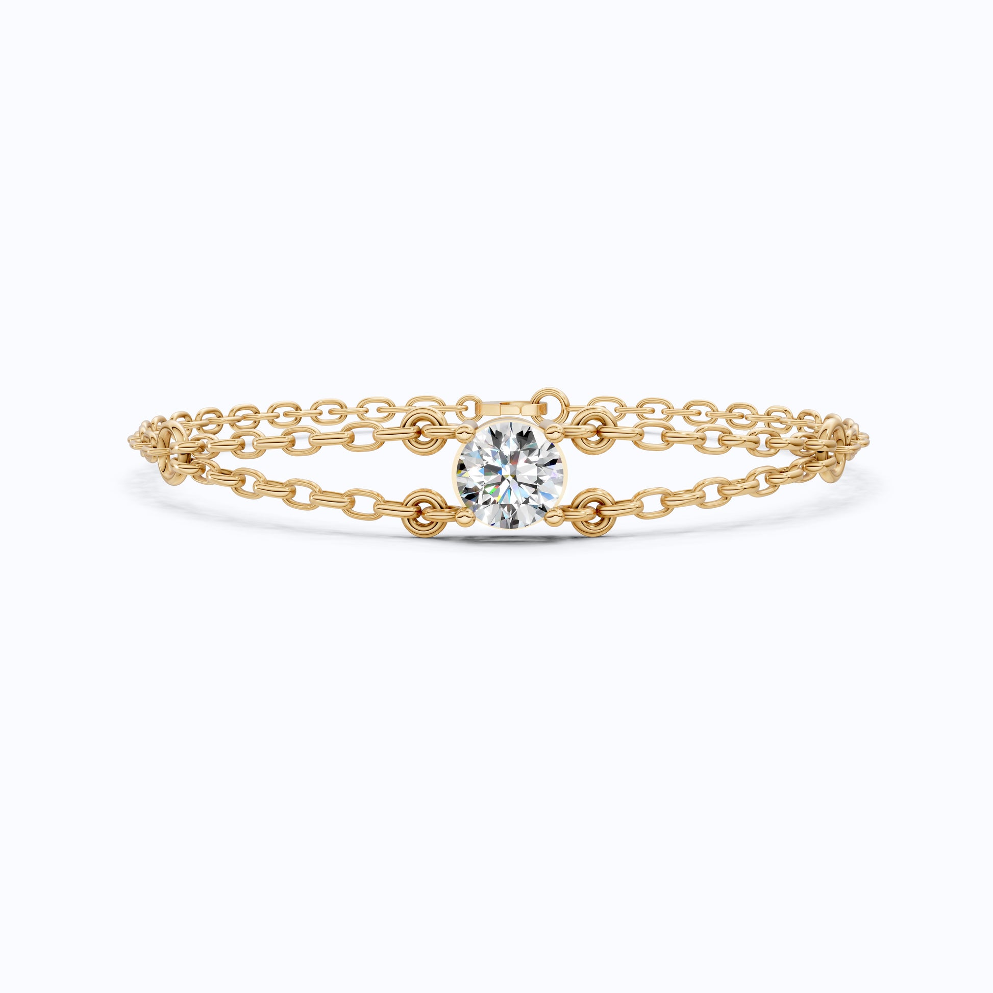 1.00 CT Lab Created Diamond Chain Bracelet in 14K Gold, Dainty Double Link Bracelet for Women, Wedding Gift for Her