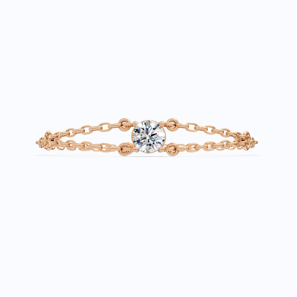 1.00 CT Lab Created Diamond Chain Bracelet in 14K Gold, Dainty Double Link Bracelet for Women, Wedding Gift for Her