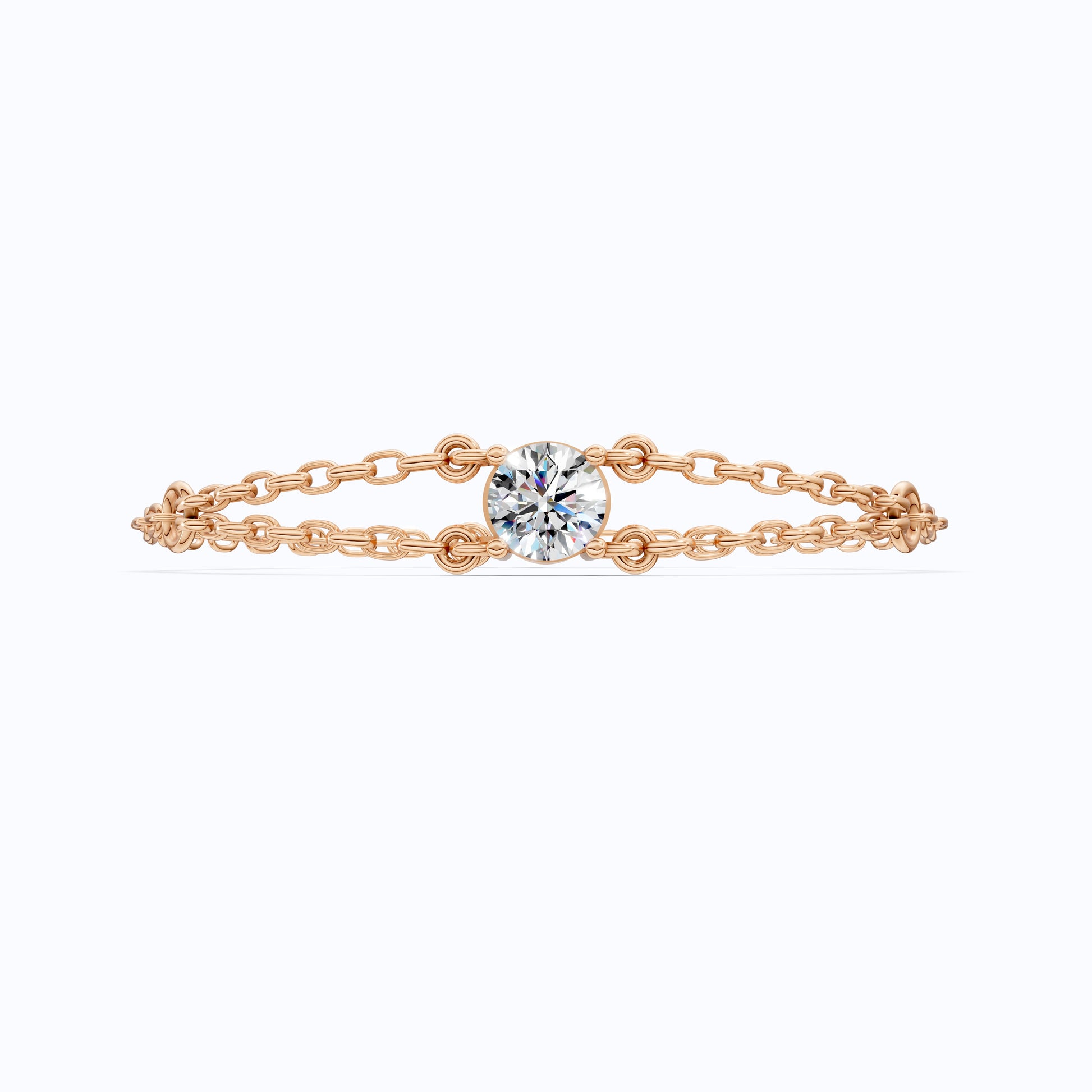 1.00 CT Lab Created Diamond Chain Bracelet in 14K Gold, Dainty Double Link Bracelet for Women, Wedding Gift for Her