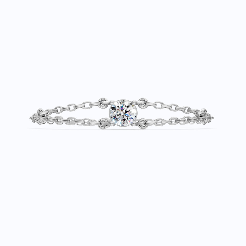 1.00 CT Lab Created Diamond Chain Bracelet in 14K Gold, Dainty Double Link Bracelet for Women, Wedding Gift for Her