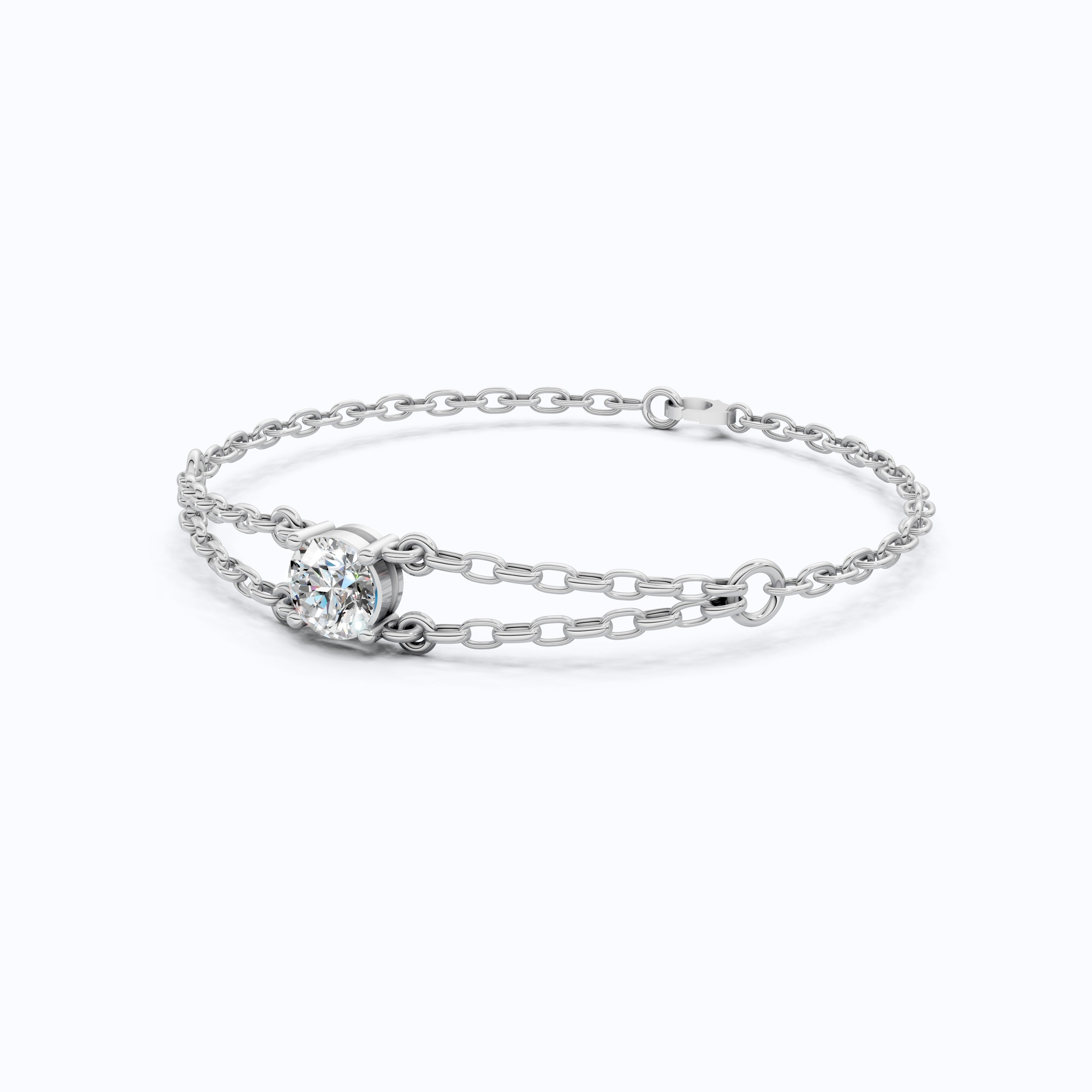 1.00 CT Lab Created Diamond Chain Bracelet in 14K Gold, Dainty Double Link Bracelet for Women, Wedding Gift for Her
